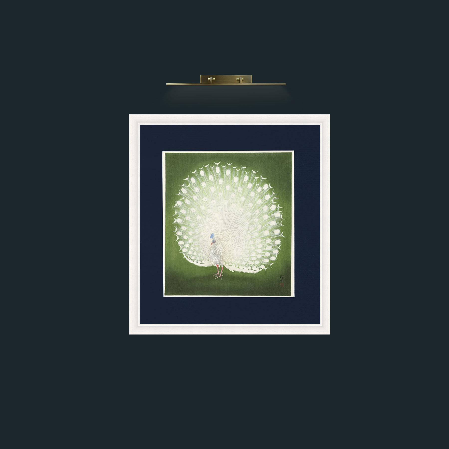 Art-Peacock in GreenFrame-5White-Mount-3Blue-Art-Peacock in Green.jpg