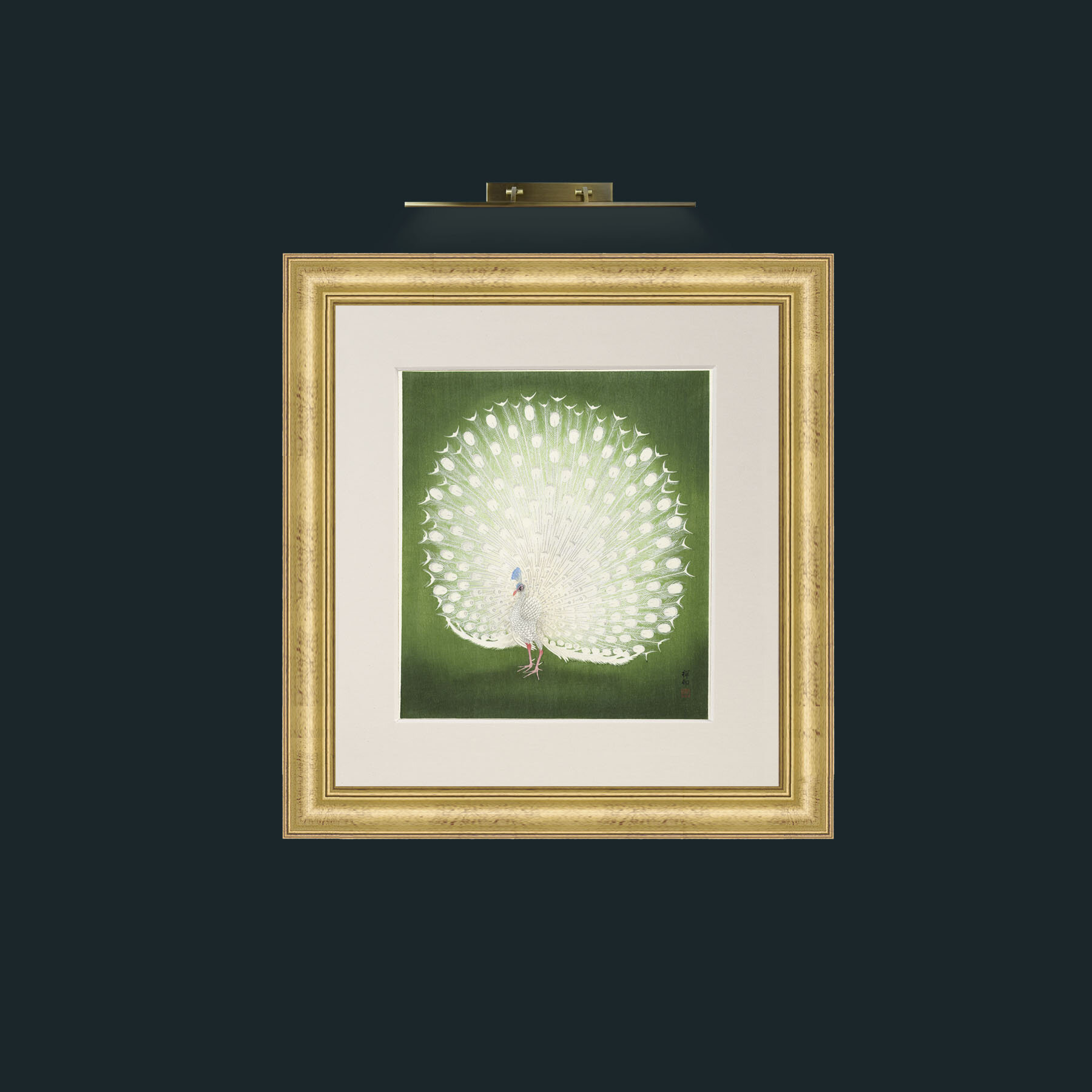 Art-Peacock in GreenFrame-9WideGilt-Mount-1Antique-Art-Peacock in Green.jpg