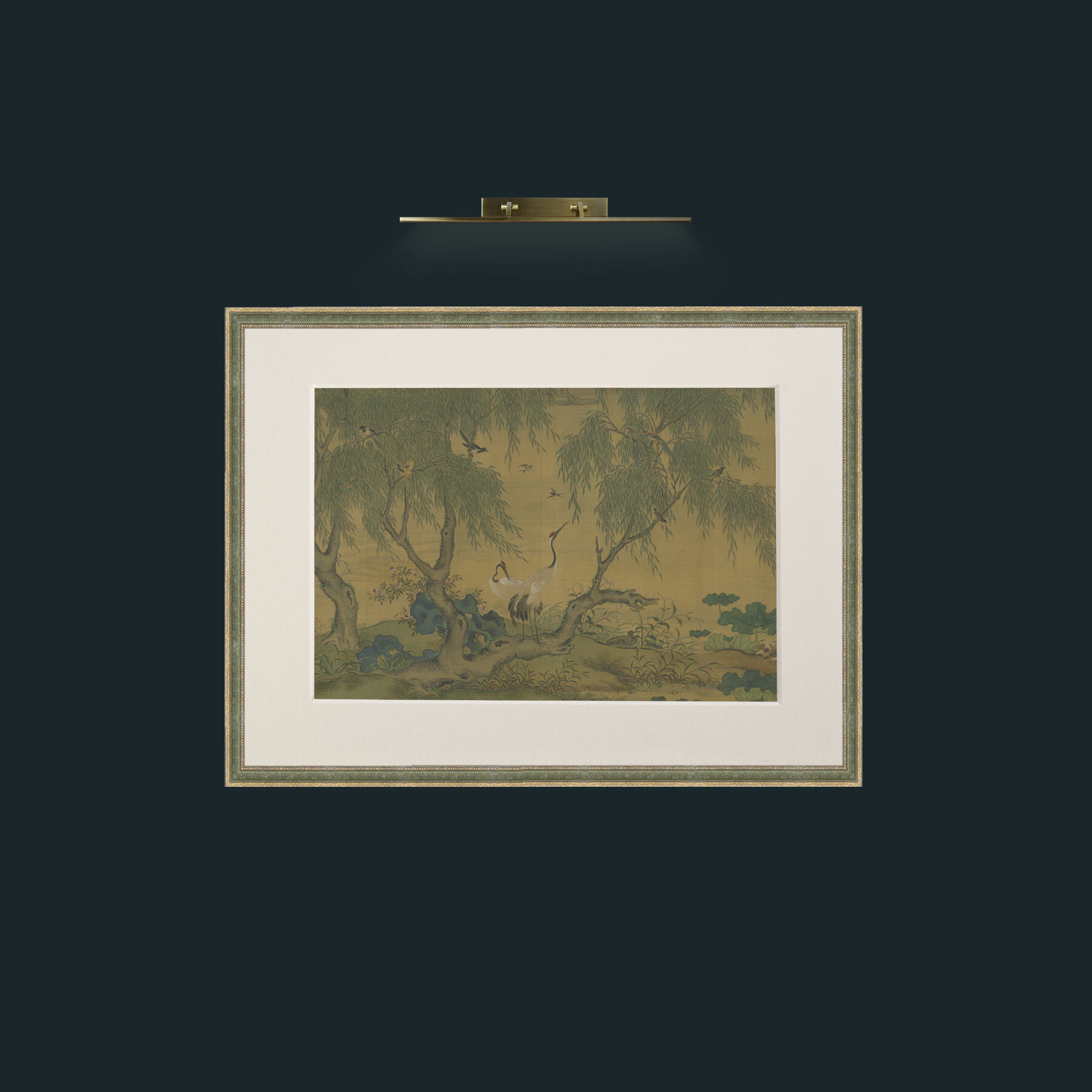 Art-Cranes and Swallows-Frame-2GreenGiltTextured-Mount-1Antique.jpg