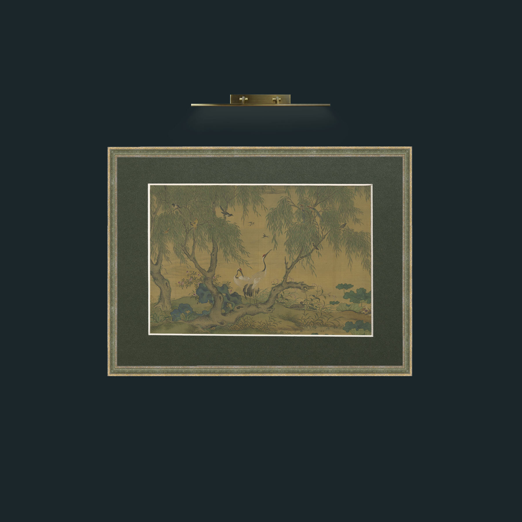 Art-Cranes and Swallows-Frame-2GreenGiltTextured-Mount-2Green.jpg
