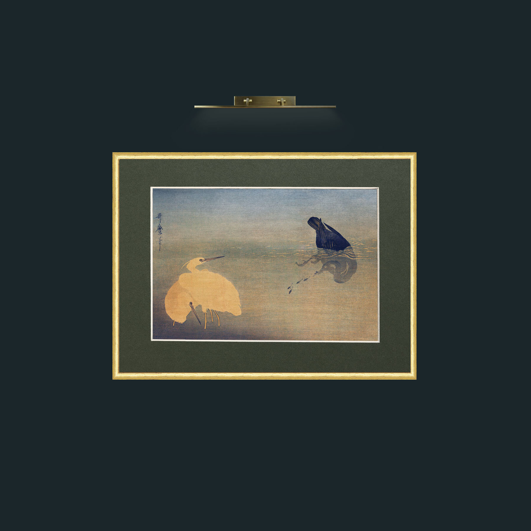 Art-Night Fishing-Frame-3RoundedGilt-Mount-2Green.jpg