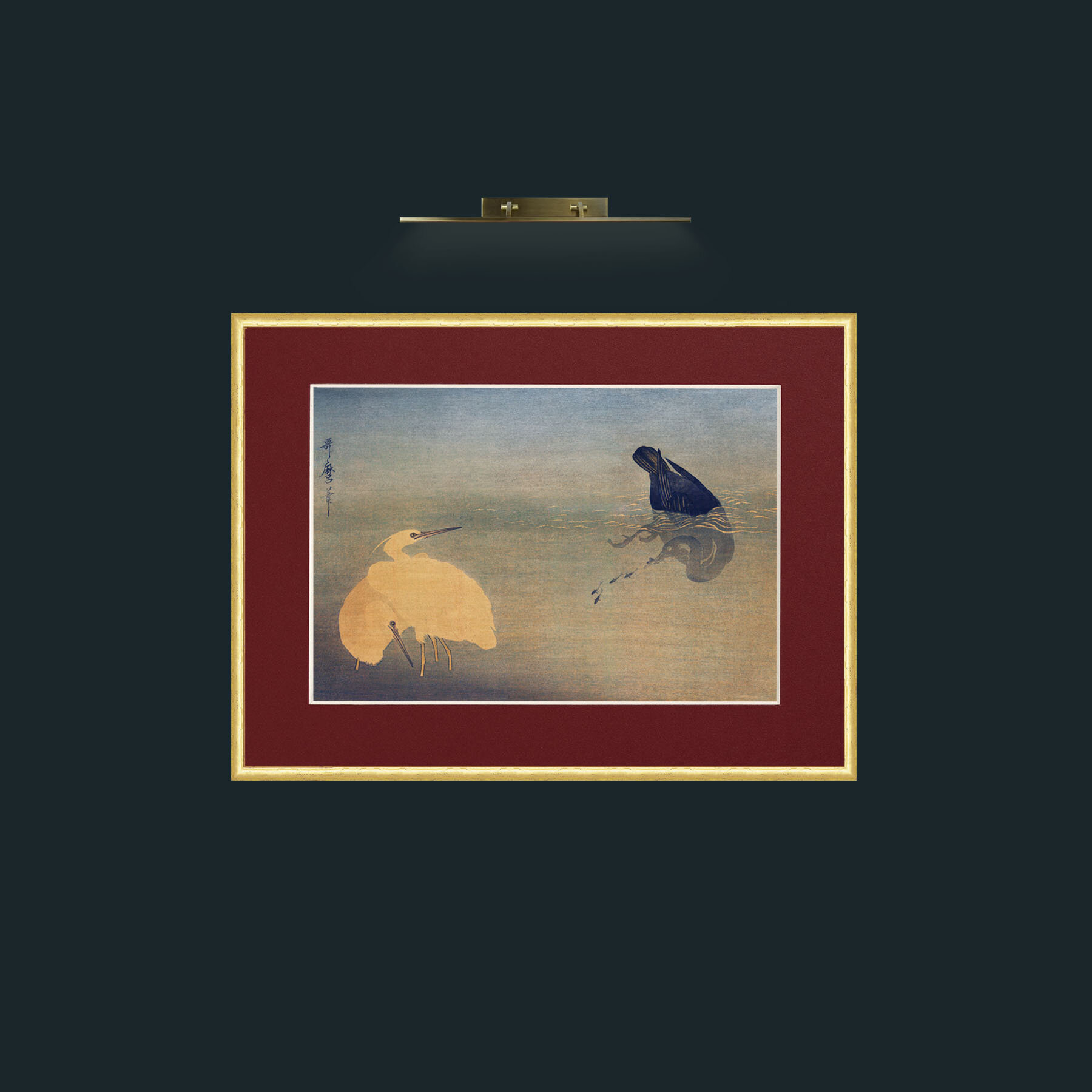 Art-Night Fishing-Frame-3RoundedGilt-Mount-4Red.jpg