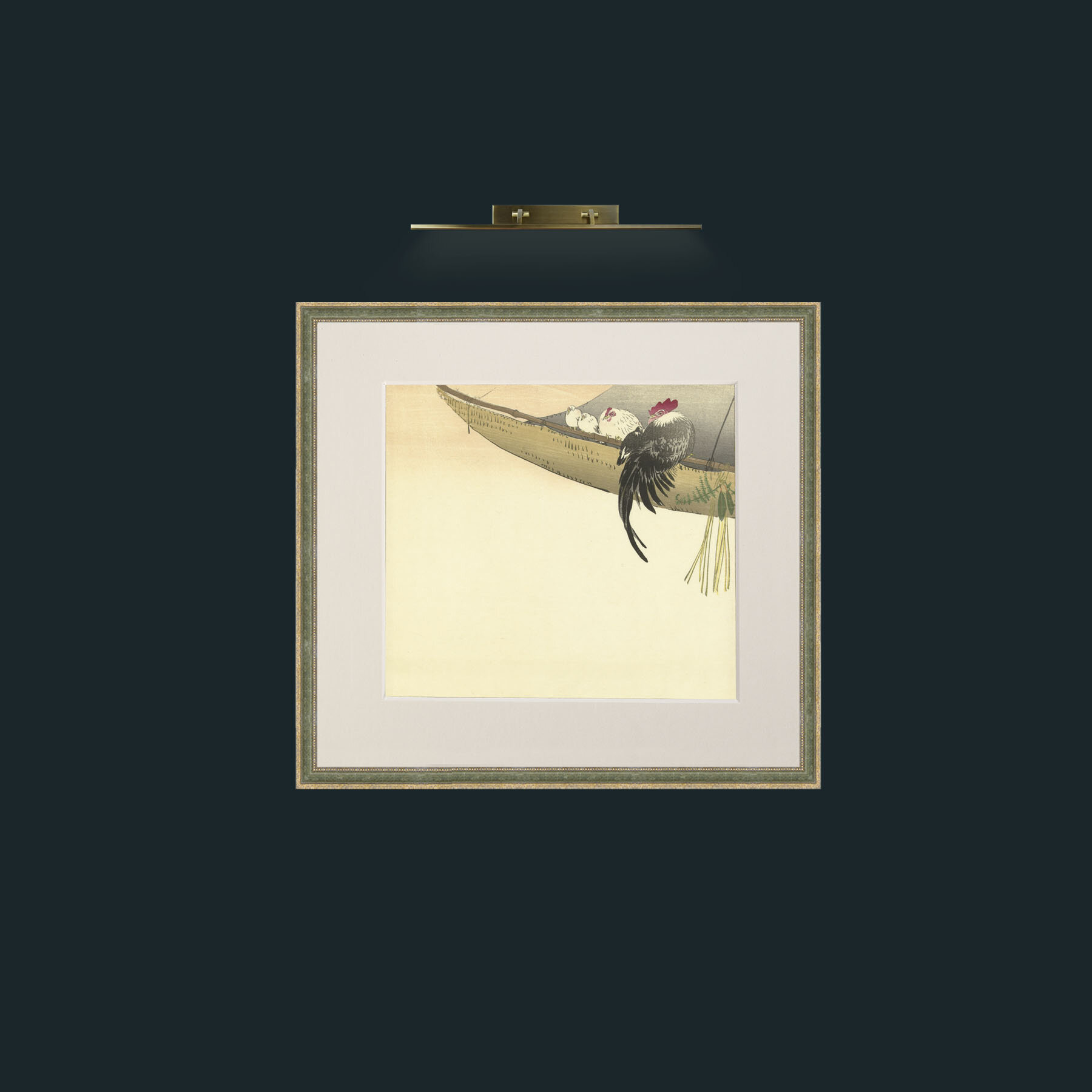 Art-SailingChickens-Frame-2GreenGiltTextured-Mount-1Antique.jpg