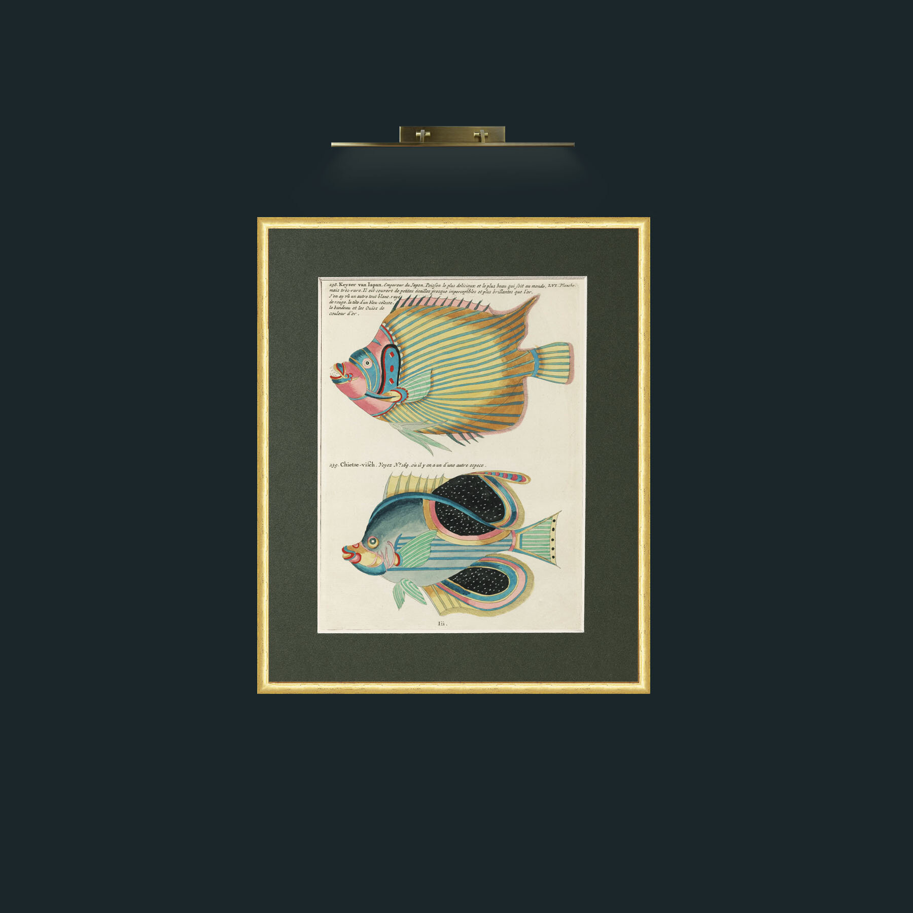 Art-Blue and Yellow Sripes-Frame-3RoundedGilt-Mount-2Green.jpg
