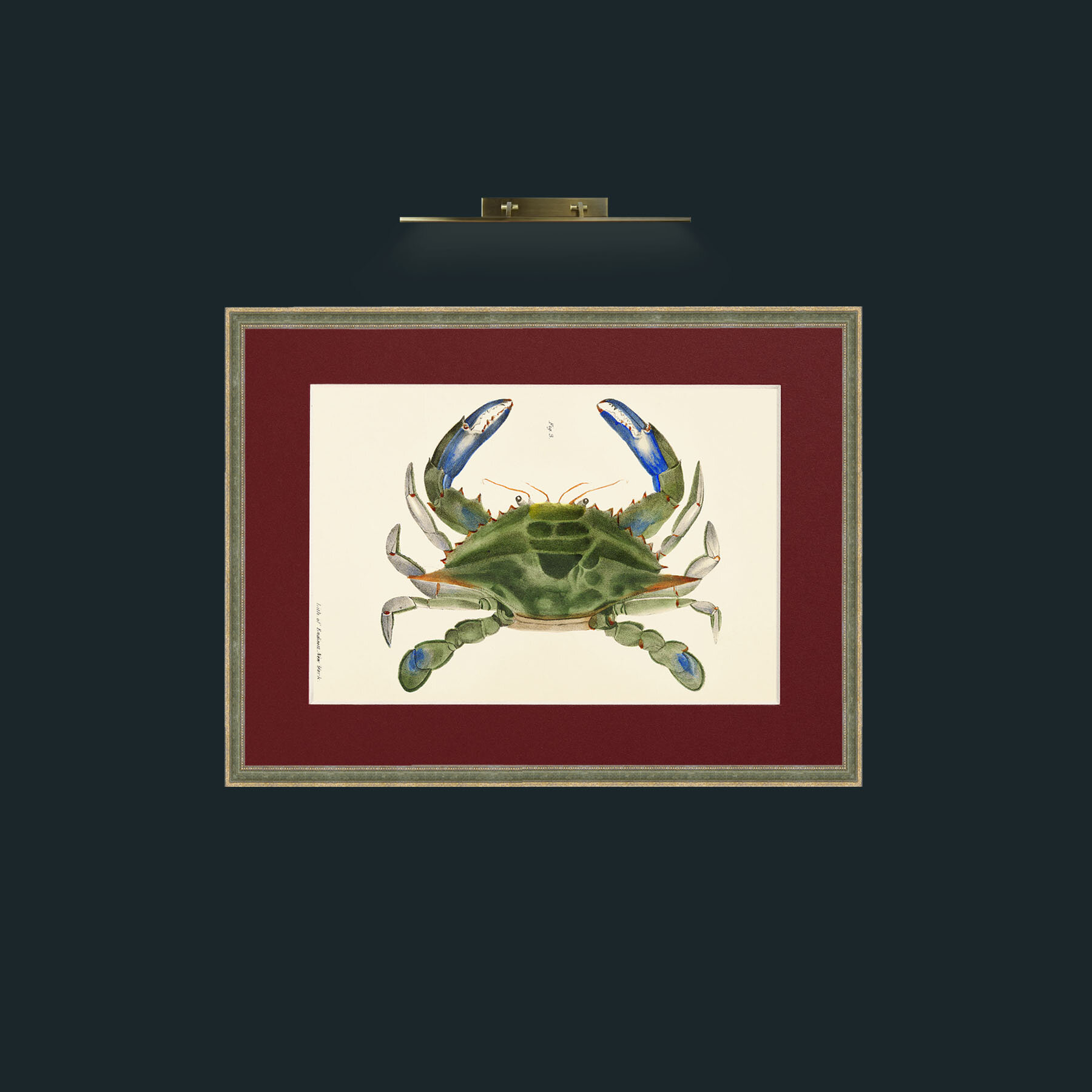 Art-Blue Crab-Frame-2GreenGiltTextured-Mount-4Red.jpg