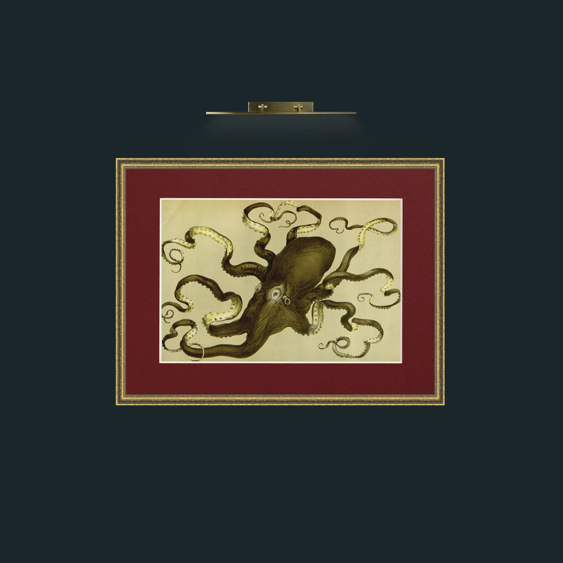 Art-Green Octapus-Frame-1TexturedGilt-Mount-4Red.jpg