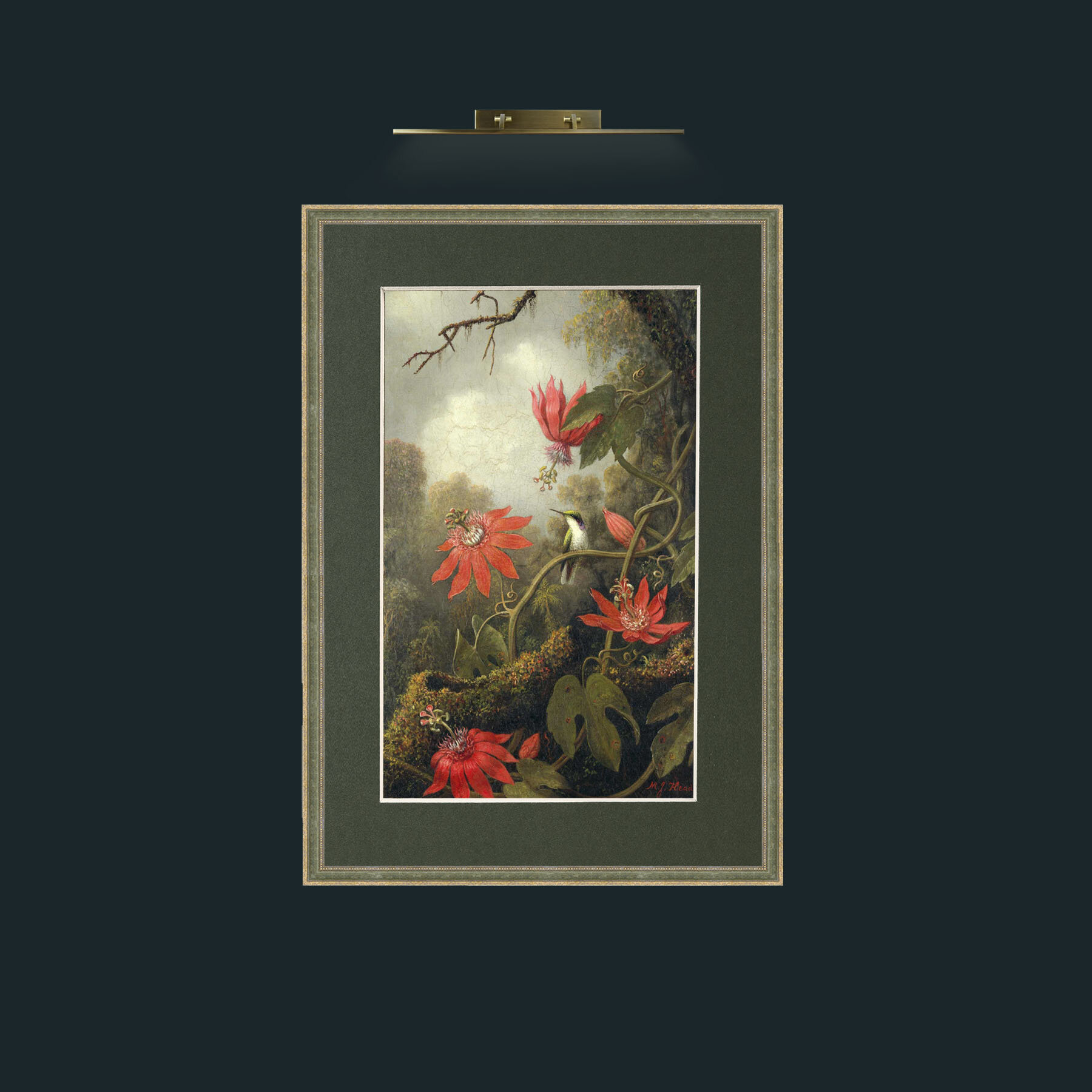 Art-Amaryllis and Humming Bird.jpg-Frame-2GreenGiltTextured-Mount-2Green.jpg