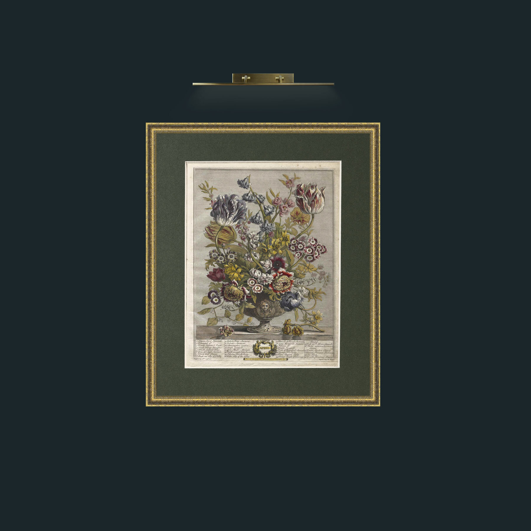 Art-April Bouquet-Frame-1GiltTextured-Mount-2Green.jpg
