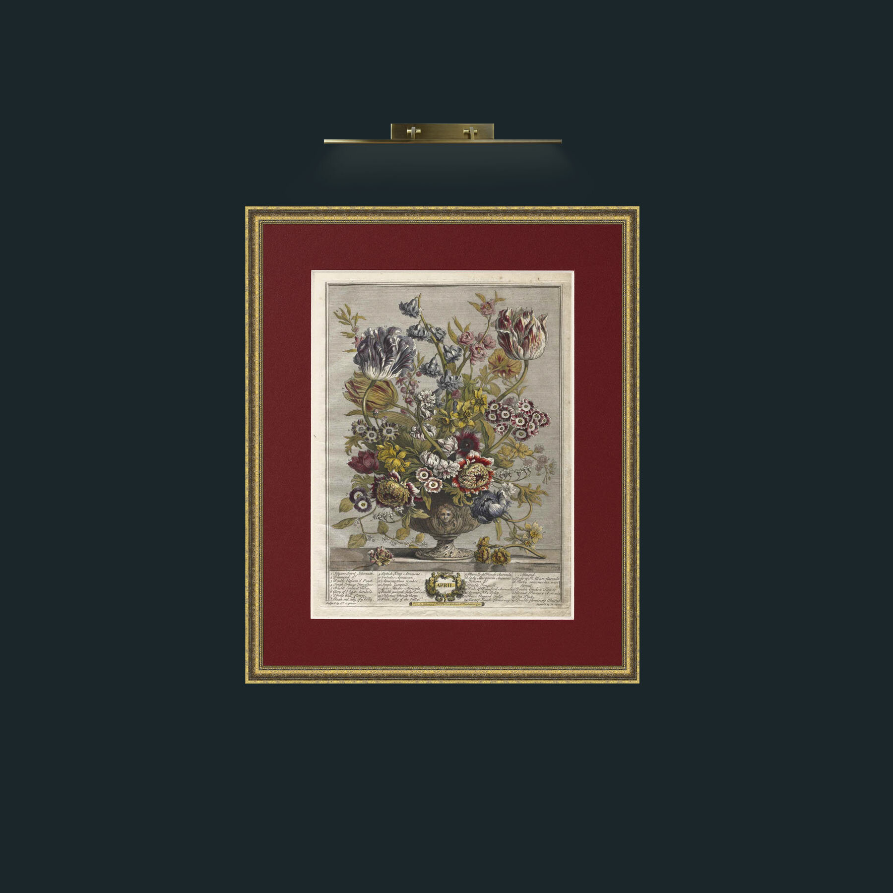 Art-April Bouquet-Frame-1GiltTextured-Mount-4Red.jpg