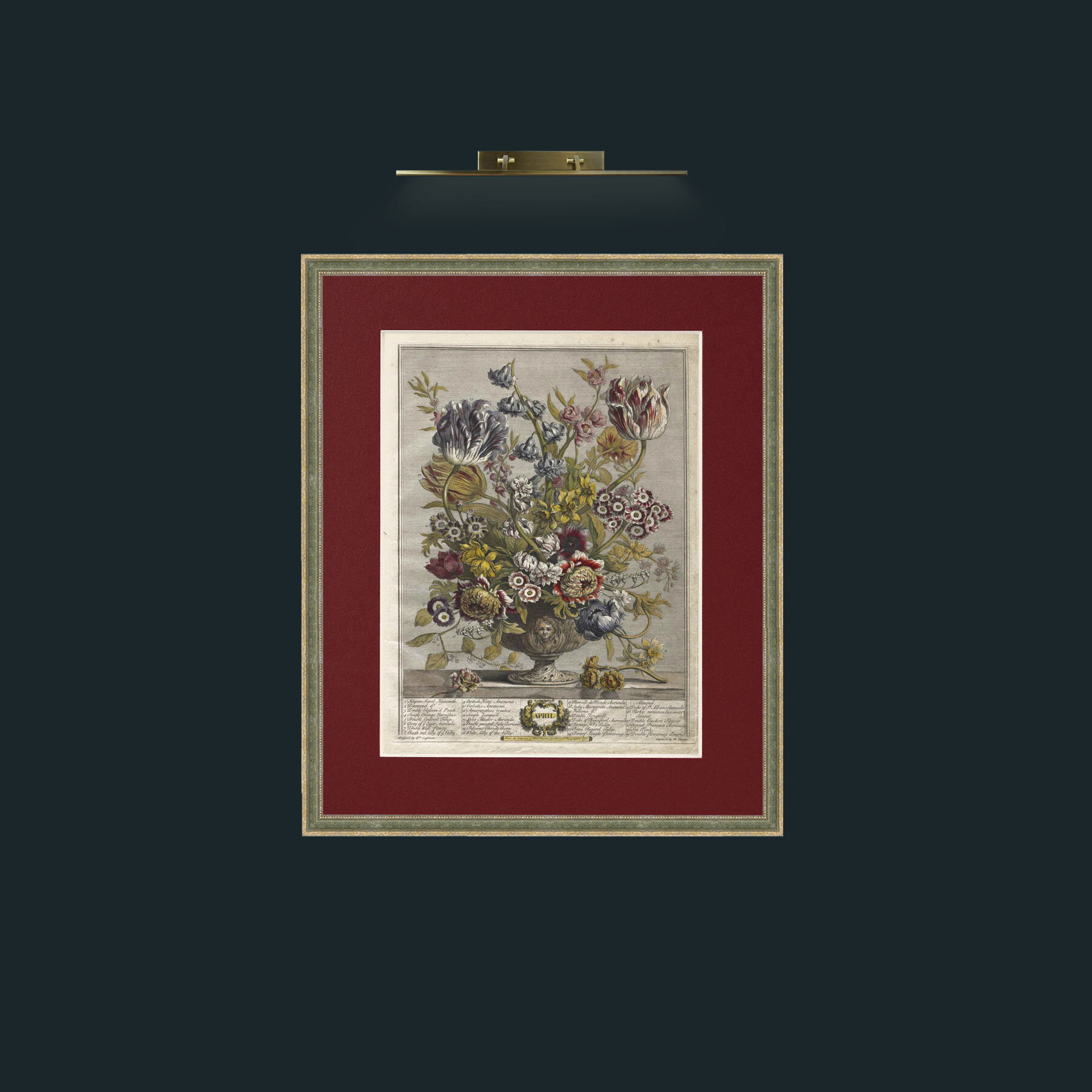 Art-April Bouquet-Frame-2GreenGilttextured-Mount-4Red.jpg