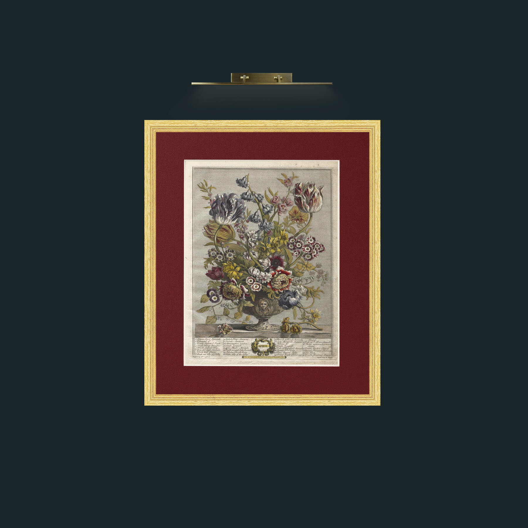 Art-April Bouquet-Frame-4BevelledGilt-Mount-4Red.jpg