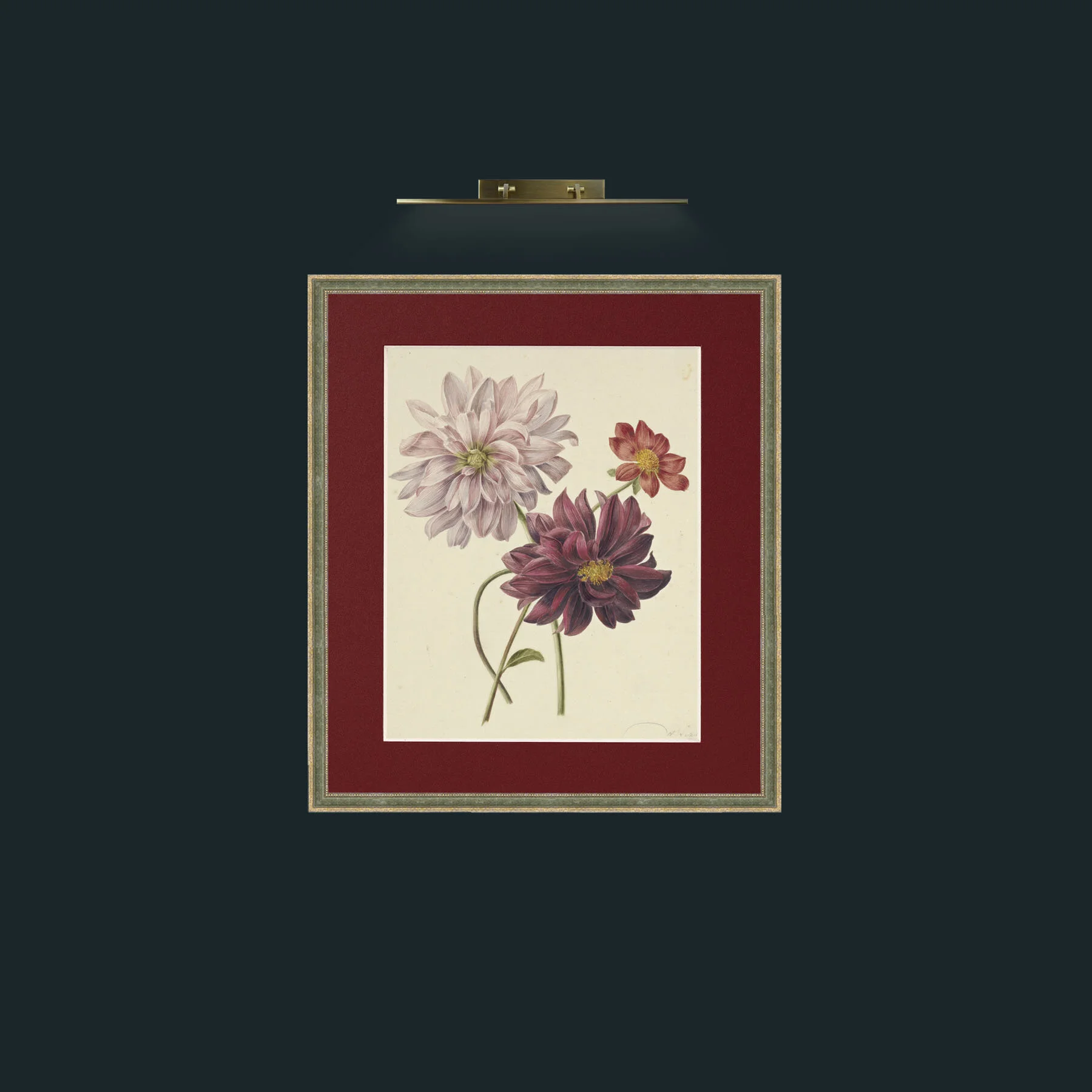 Art-DahliasFrame-2GreenGiltTextured-Mount-4Red-Art-Dahlias.jpg