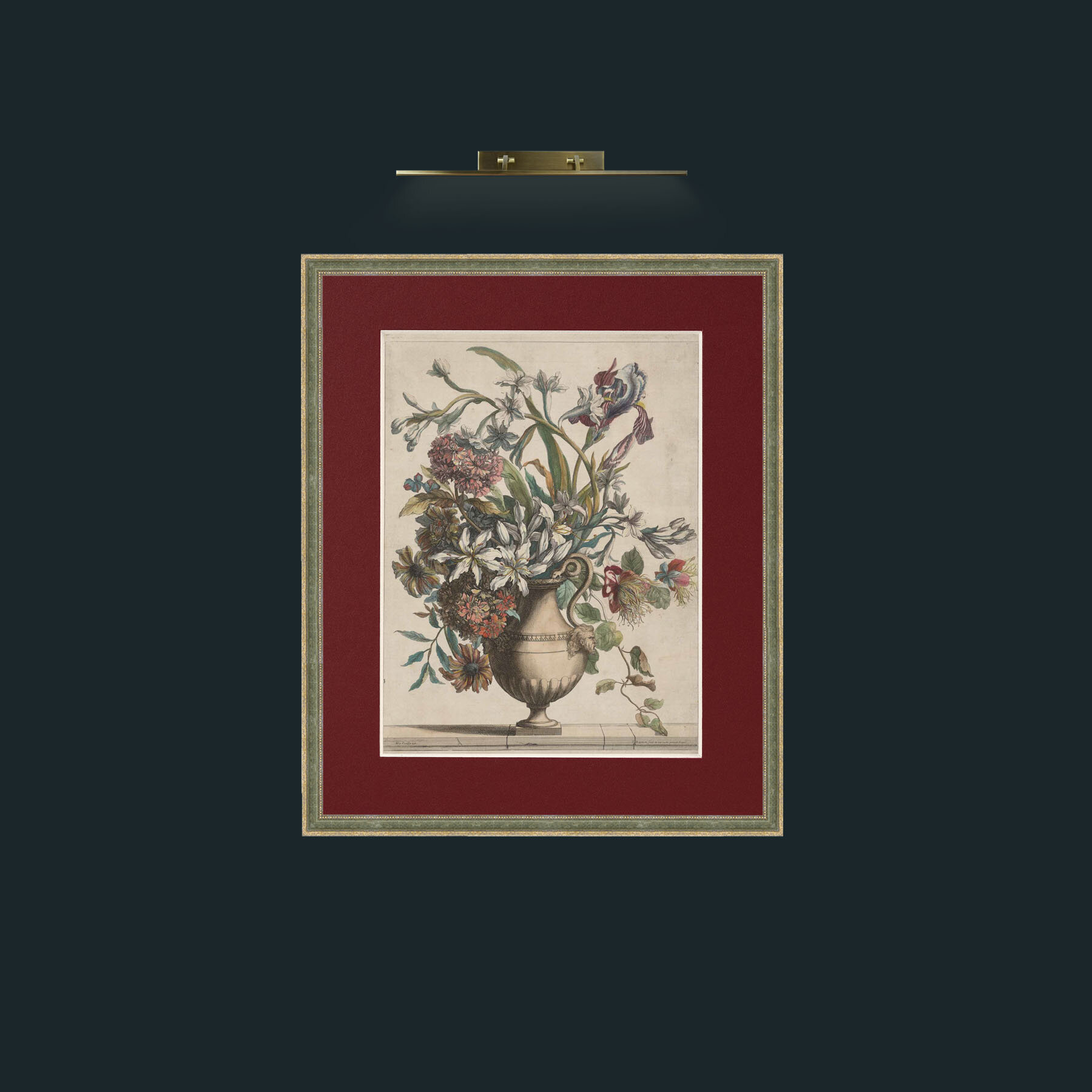 Art-Floral Bouquet-Frame-2GreenGilttextured-Mount-4Red.jpg
