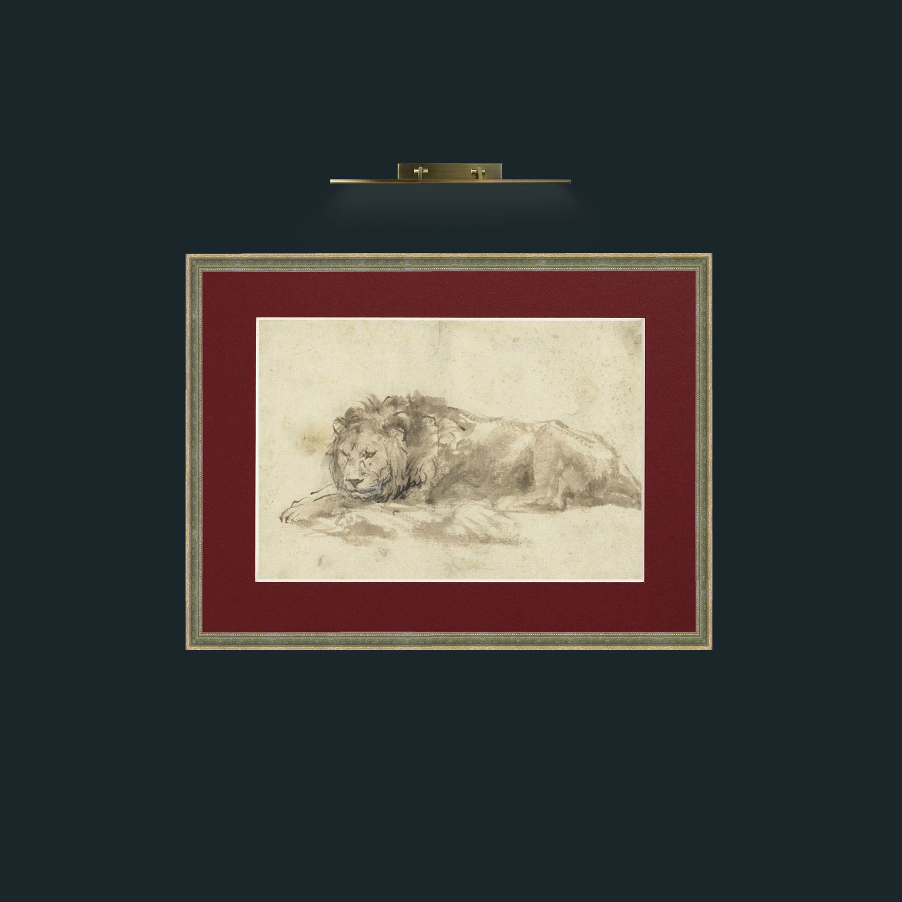 Art-Lion-Frame-2GreenGiltTextured-Mount-4Red.jpg