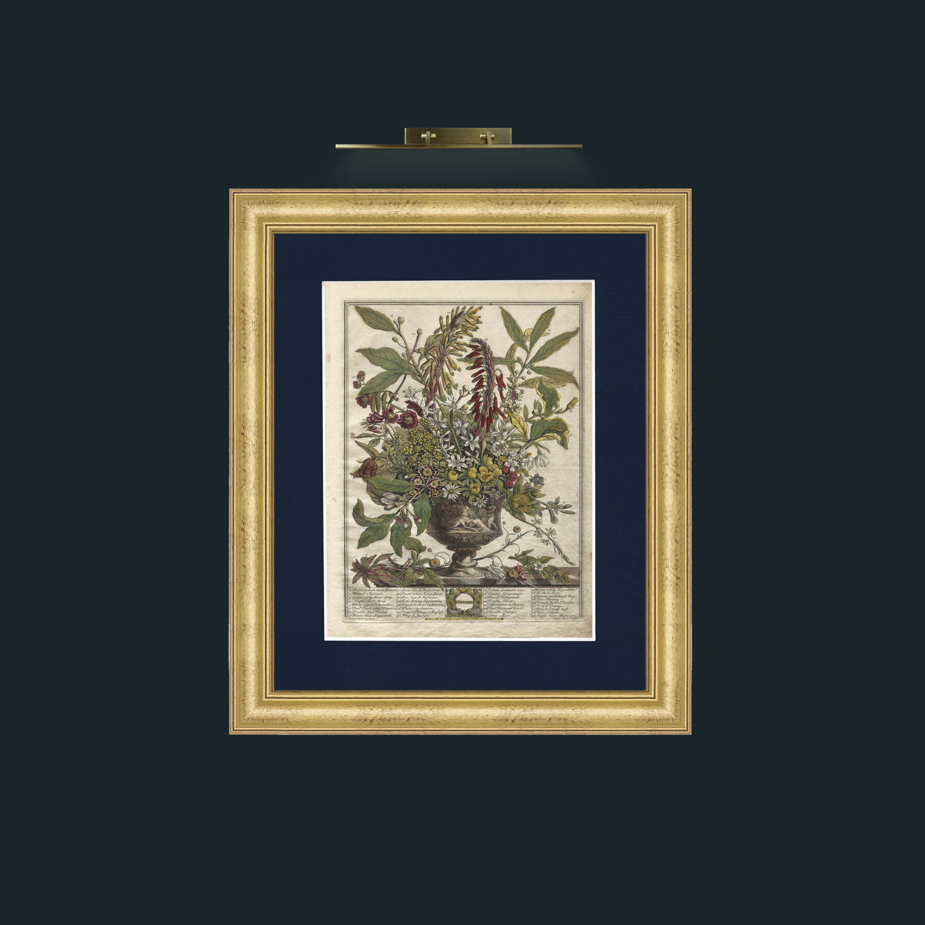 Art-January Bouquet-Frame-9WideGilt-Mount-3Blue.jpg