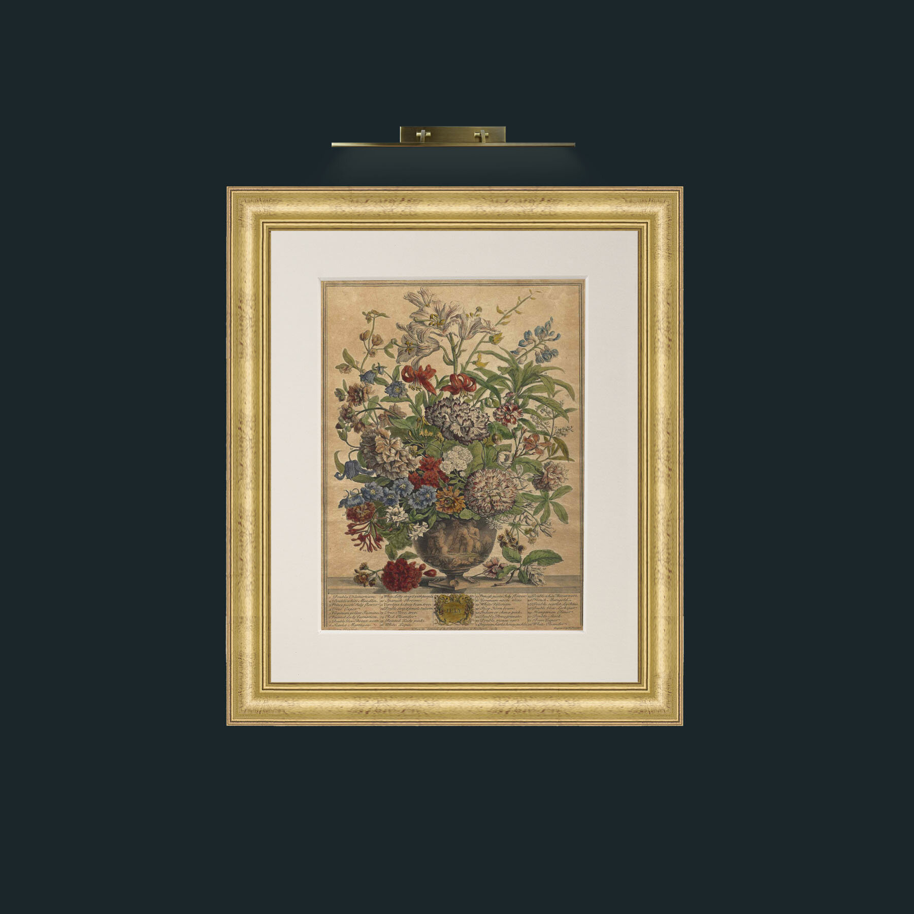 Art-July Bouquet-Frame-9WideGilt-Mount-1Antique.jpg