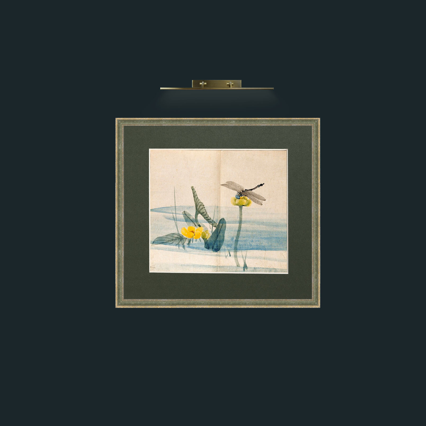 Art-Lillies and Dragonfly-Frame-2GreenGiltTextured-Mount-2Green.jpg