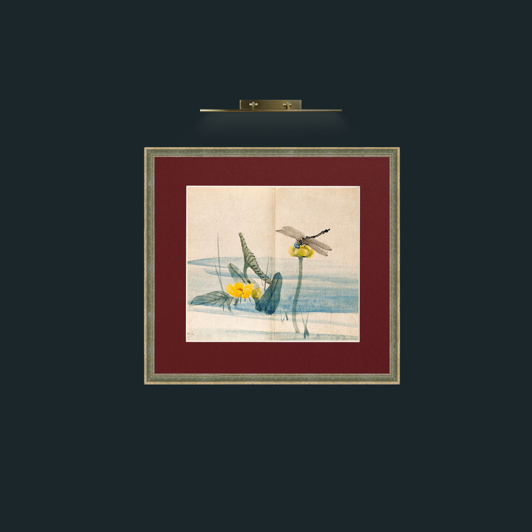 Art-Lillies and Dragonfly-Frame-2GreenGiltTextured-Mount-4Red.jpg