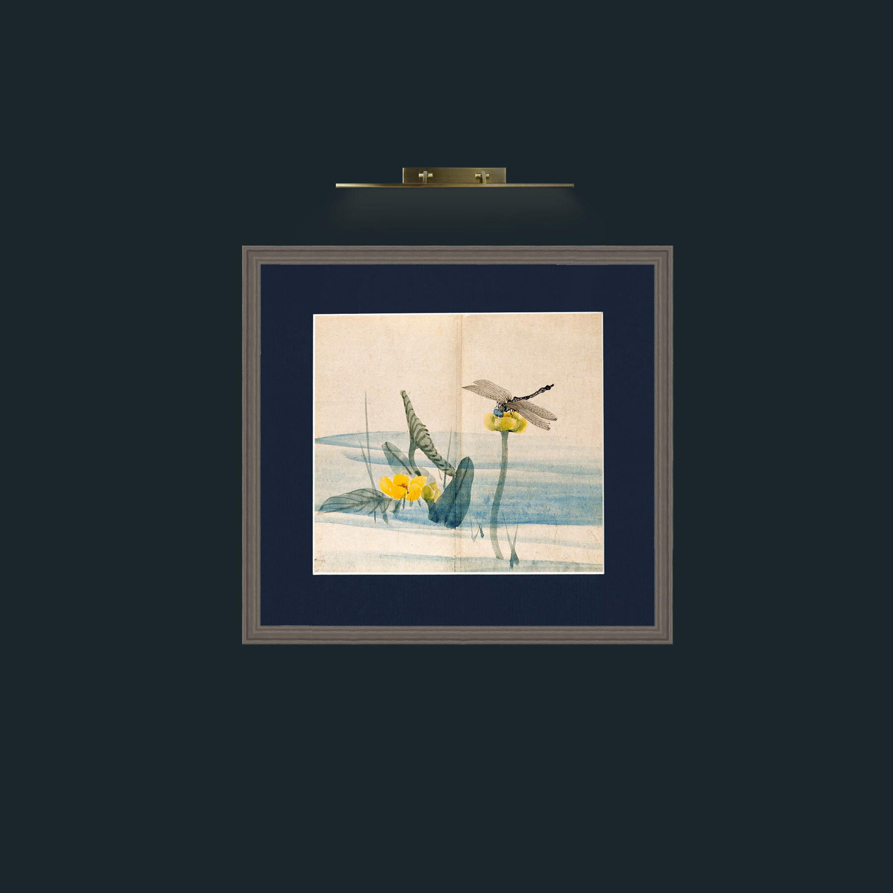 Art-Lillies and Dragonfly-Frame-6Grey-Mount-3Blue.jpg