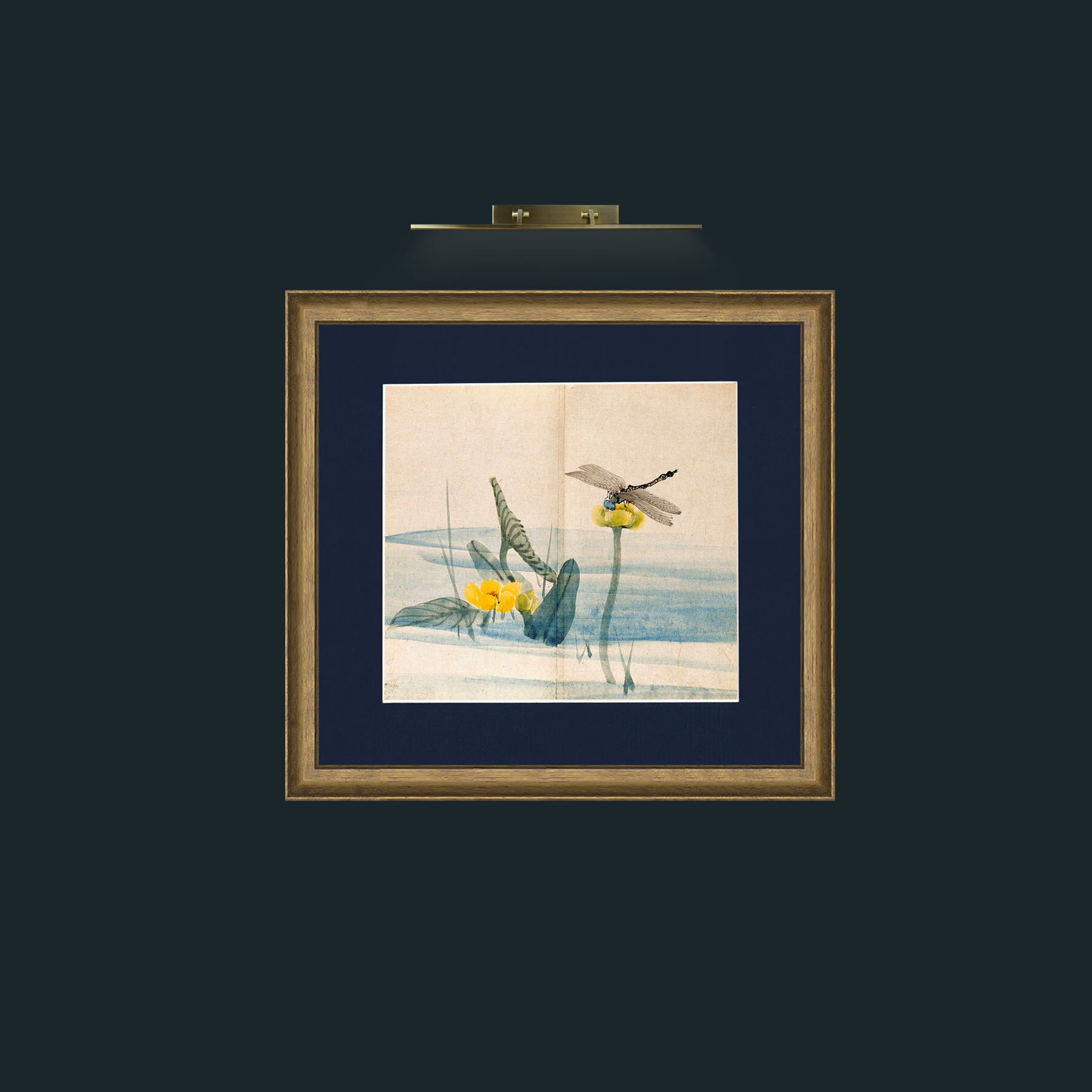 Art-Lillies and Dragonfly-Frame-8RedGreenGilt-Mount-3Blue.jpg