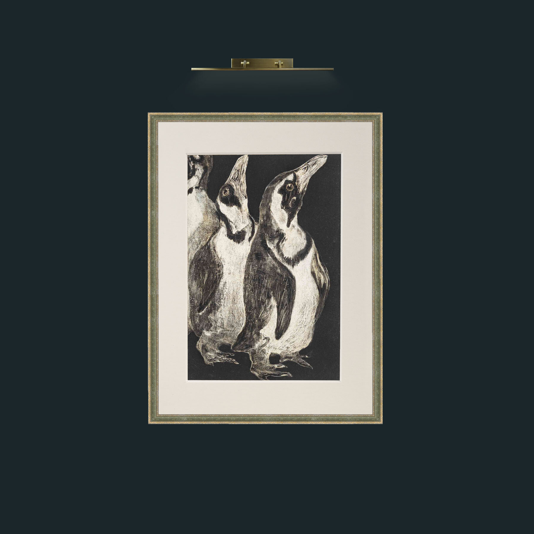 Art-Penguins.jpg-Frame-2GreenGiltTextured-Mount-1Antique.jpg