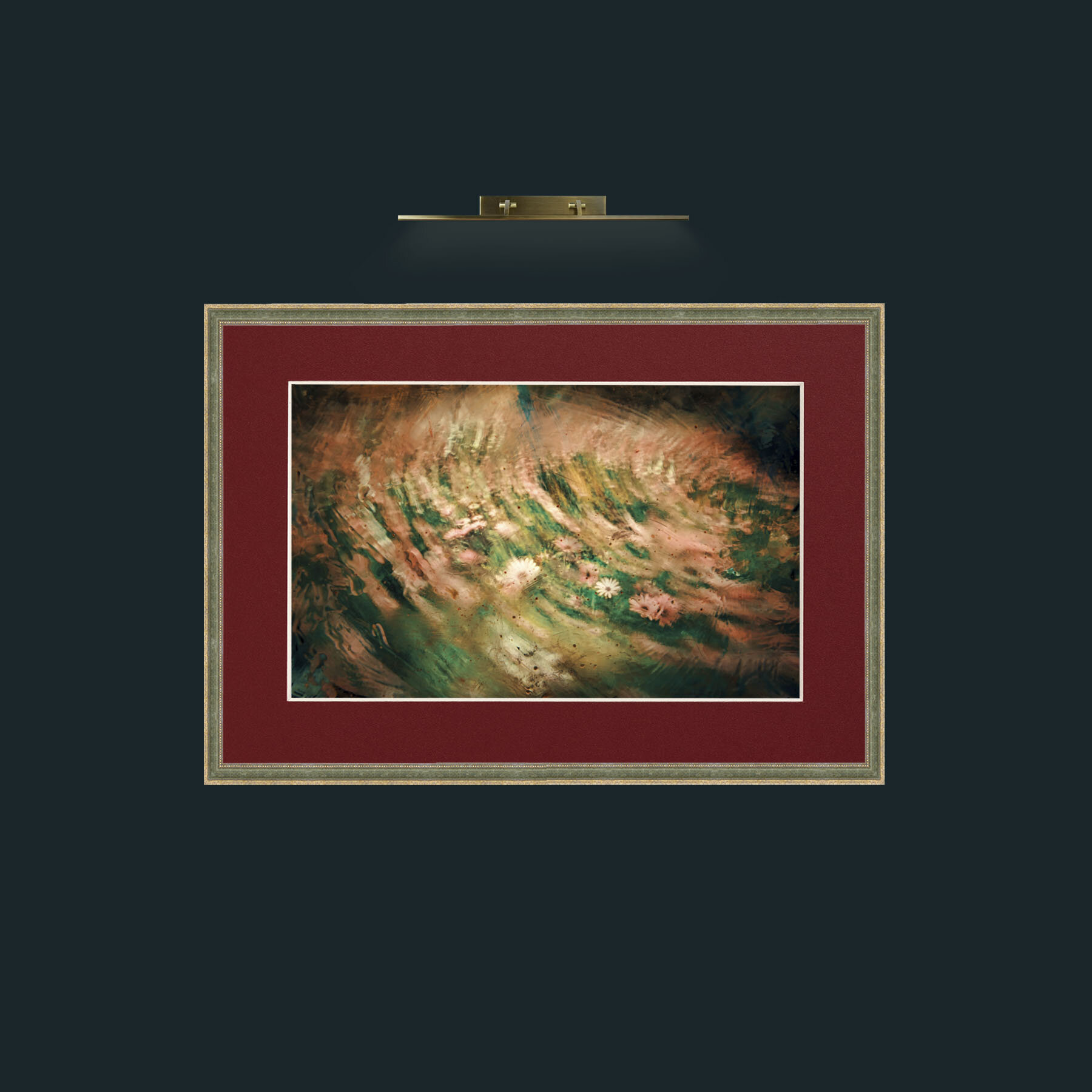 Art-Abstract Field of Flowers.jpg-Frame-2GreenGiltTextured-Mount-4Red.jpg