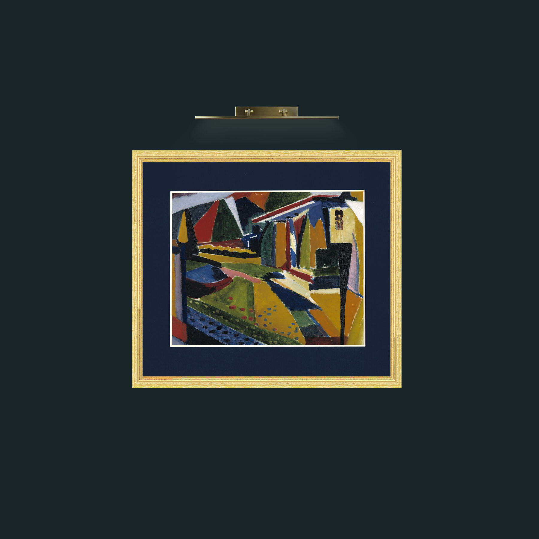 Art-Abstract Landscape-Frame-4BevelledGilt-Mount-3Blue.jpg