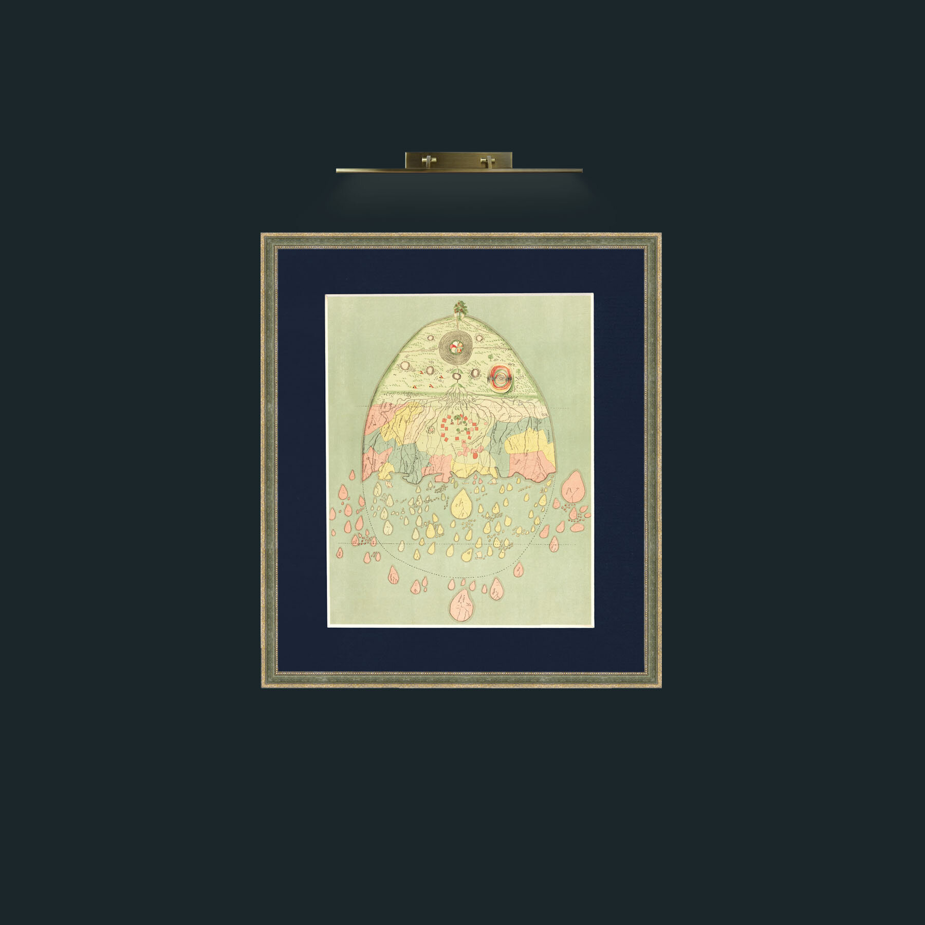 Art-Burmease Map of the World-Frame-2GreenGiltTextured-Mount-3Blue.jpg