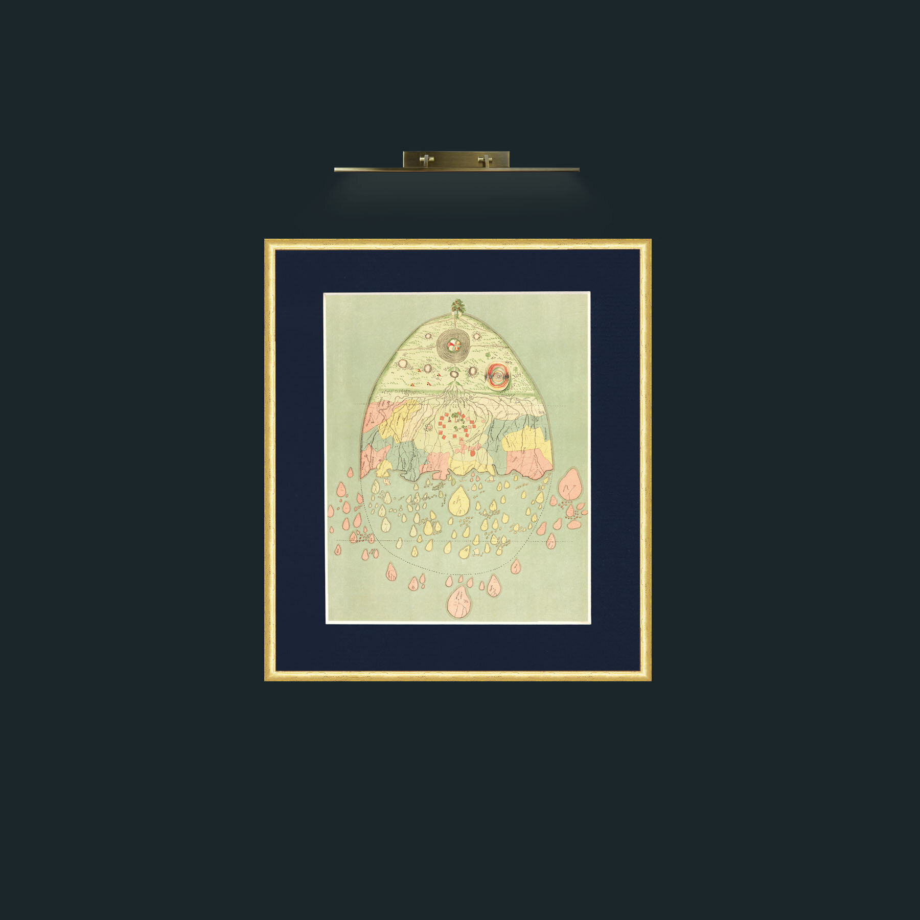 Art-Burmease Map of the World-Frame-3RoundedGilt-Mount-3Blue.jpg