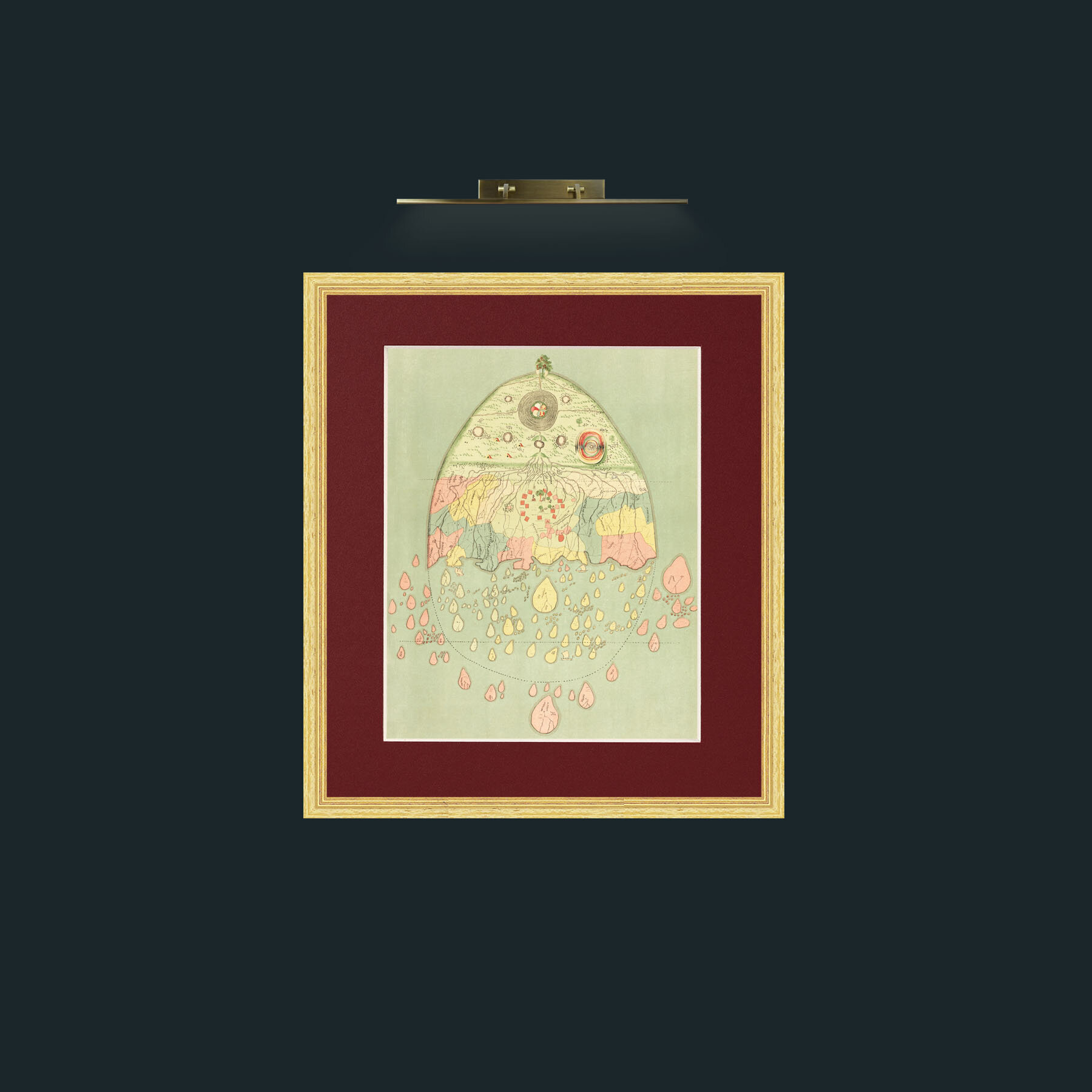 Art-Burmease Map of the World-Frame-4BevelledGilt-Mount-4Red.jpg