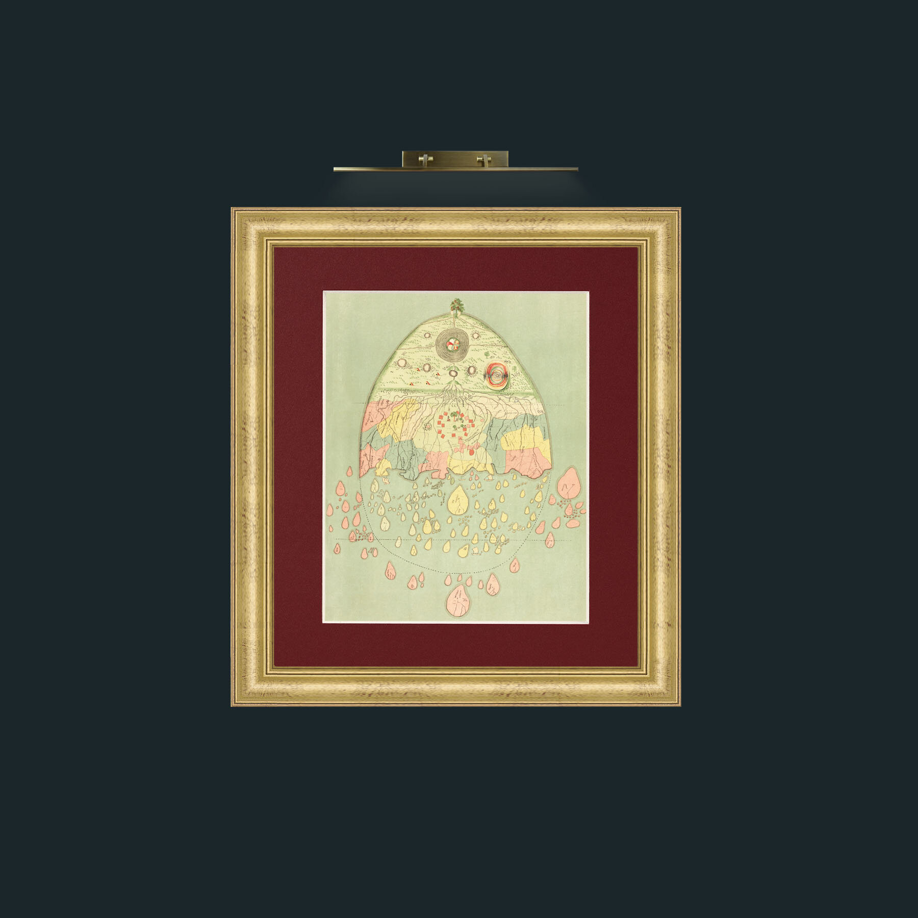 Art-Burmease Map of the World-Frame-9WideGilt-Mount-4Red.jpg