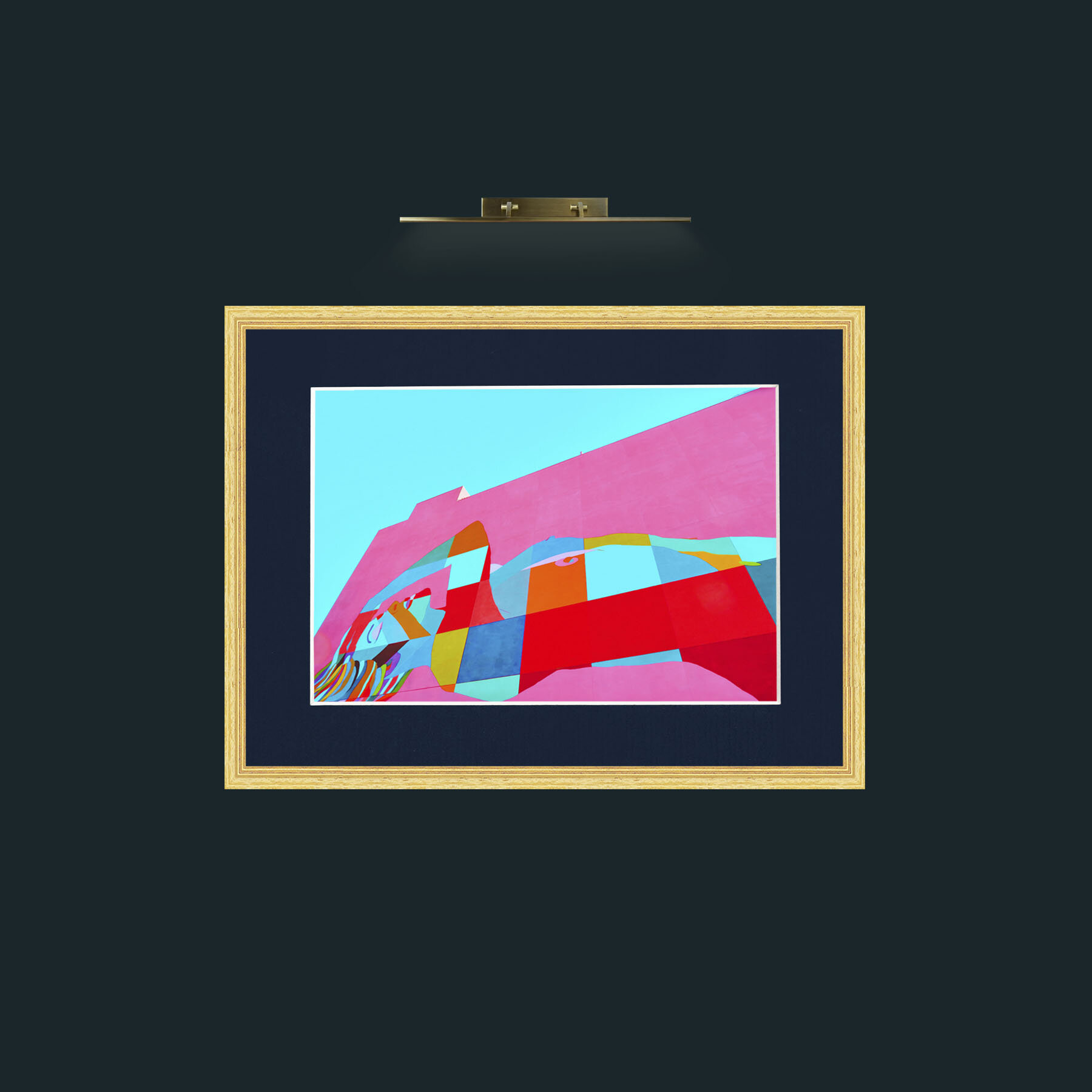 Art-Downdown, USA-Frame-4BevelledGilt-Mount-3Blue.jpg