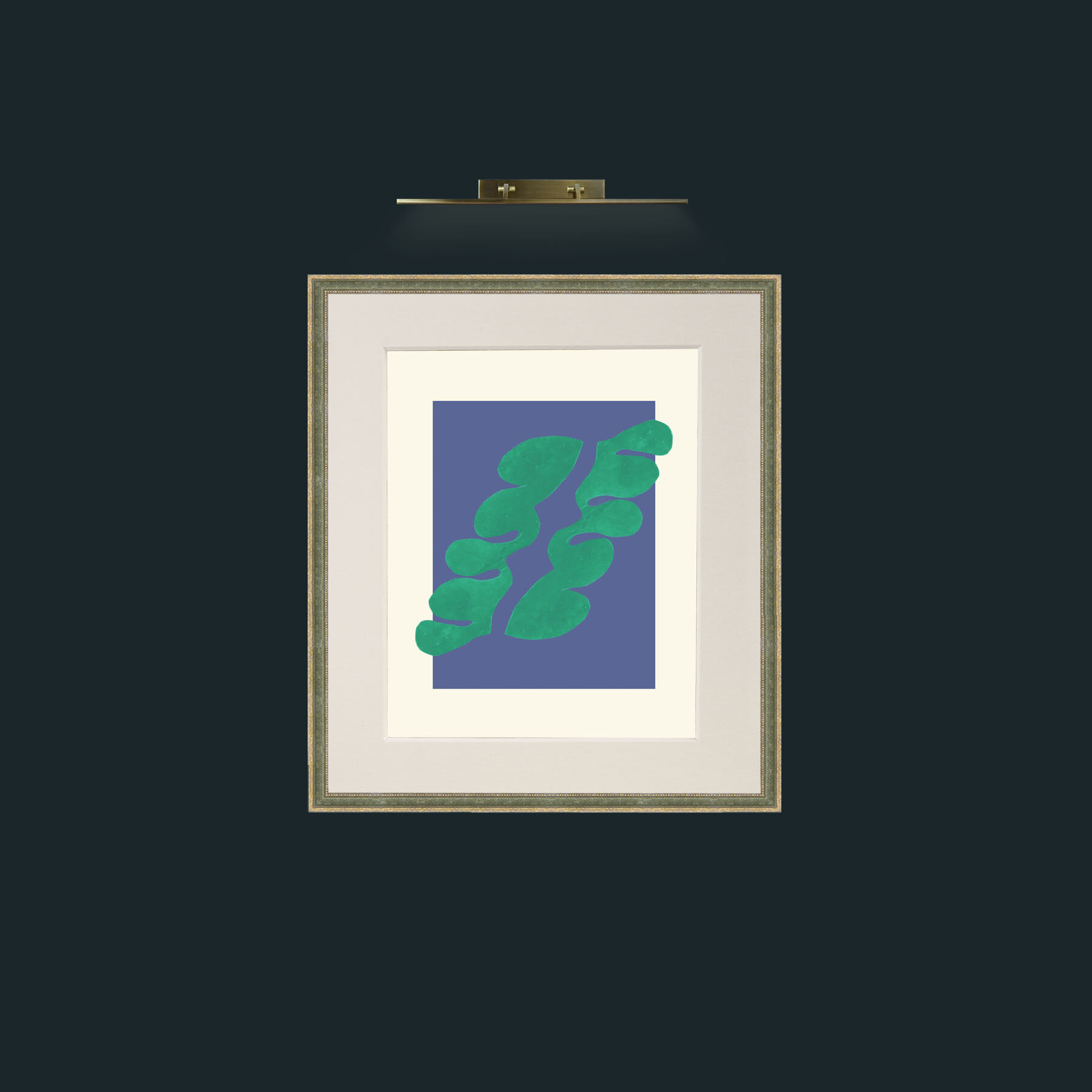 Art-Matisse Inspired Green on Blue-Frame-2GreenGiltTextured-Mount-1Antique.jpg