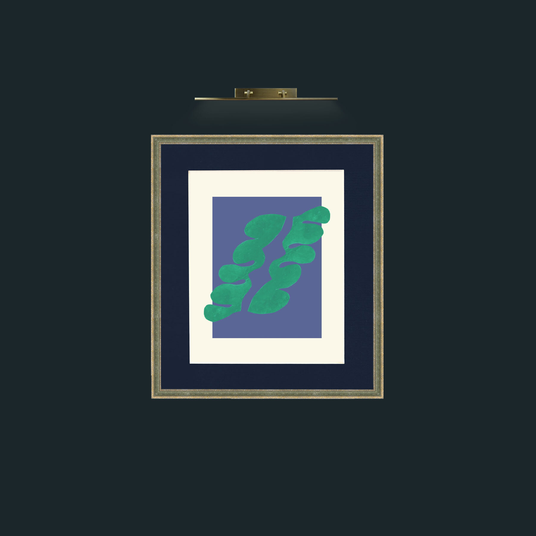 Art-Matisse Inspired Green on Blue-Frame-2GreenGiltTextured-Mount-3Blue.jpg