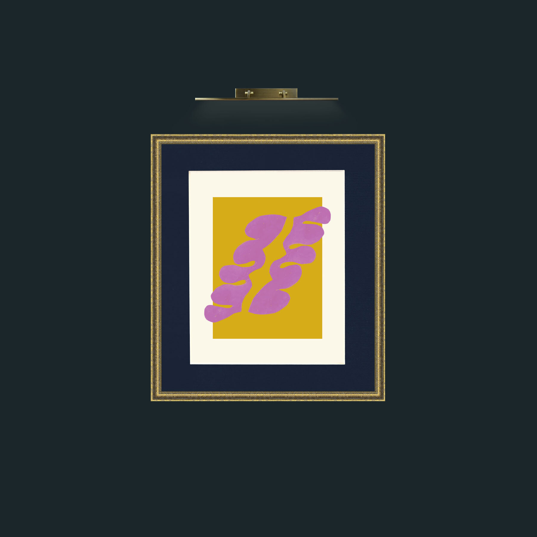 Art-Matisse Inspired Pink on Yellow-Frame-1GiltTextured-Mount-3Blue.jpg