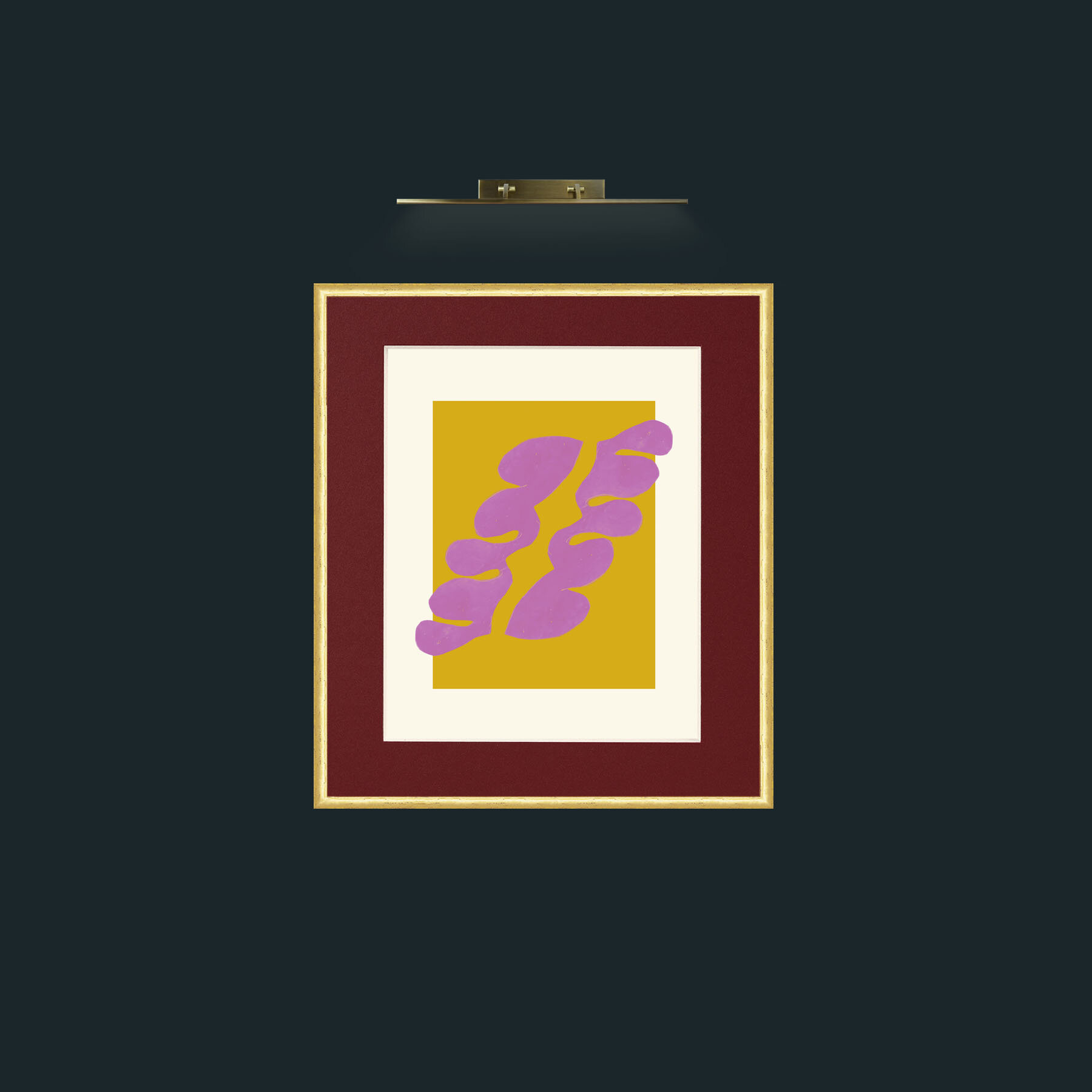 Art-Matisse Inspired Pink on Yellow-Frame-3RoundedGilt-Mount-4Red.jpg
