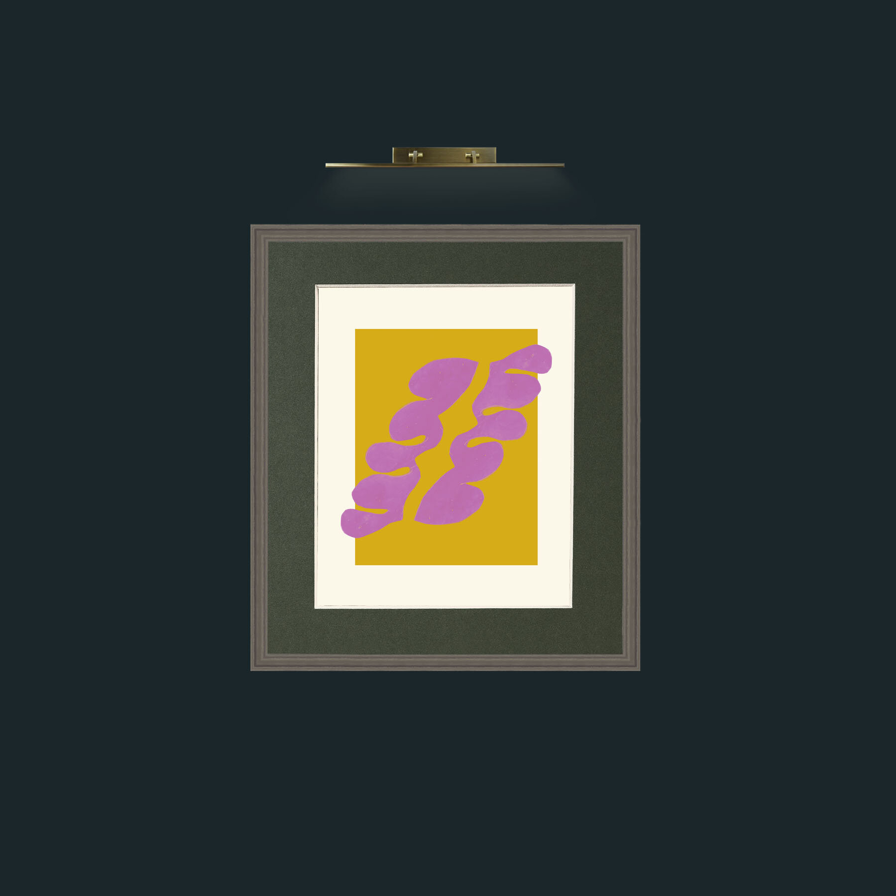 Art-Matisse Inspired Pink on Yellow-Frame-6Grey-Mount-2Green.jpg