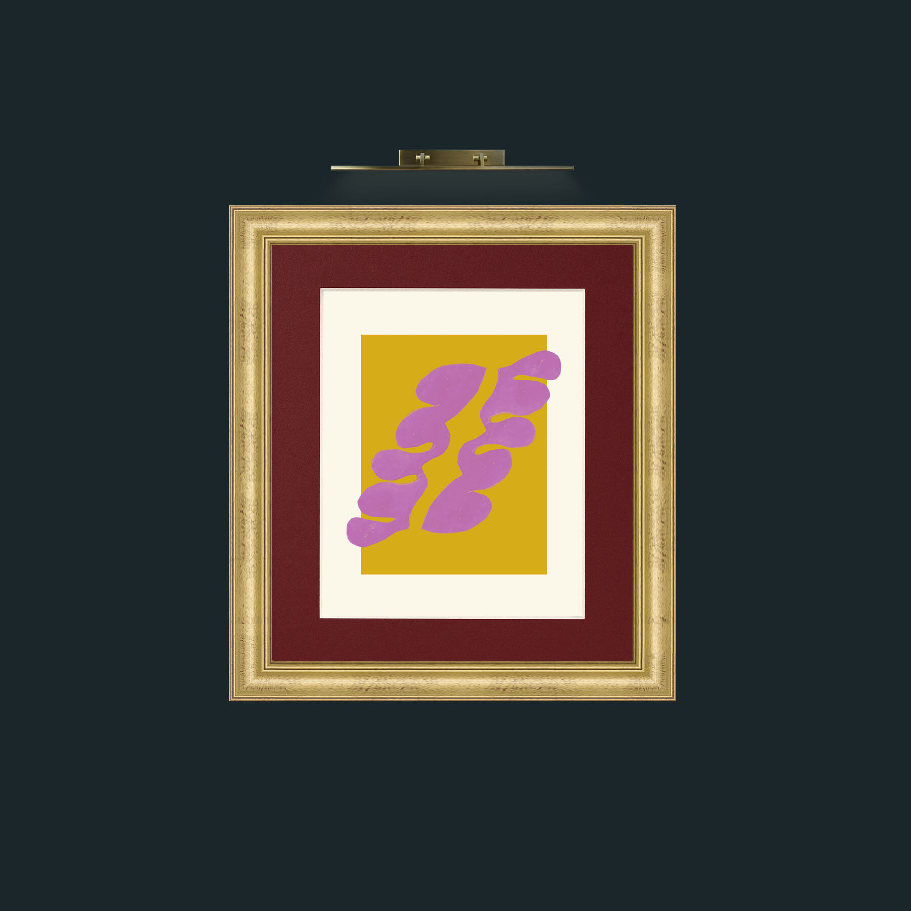 Art-Matisse Inspired Pink on Yellow-Frame-9WideGilt-Mount-4Red.jpg