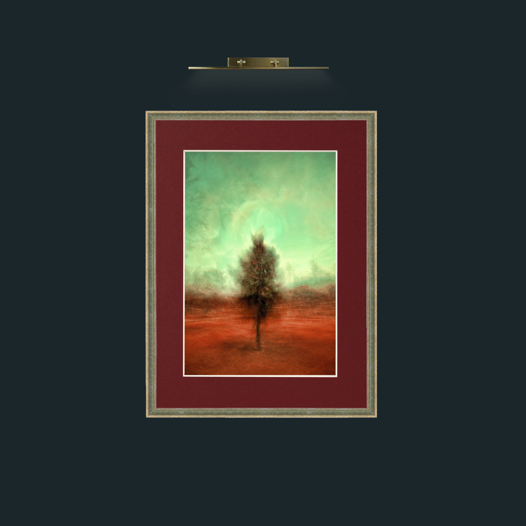 Art-Isolated Tree.jpg-Frame-2GreenGiltTextured-Mount-4Red.jpg