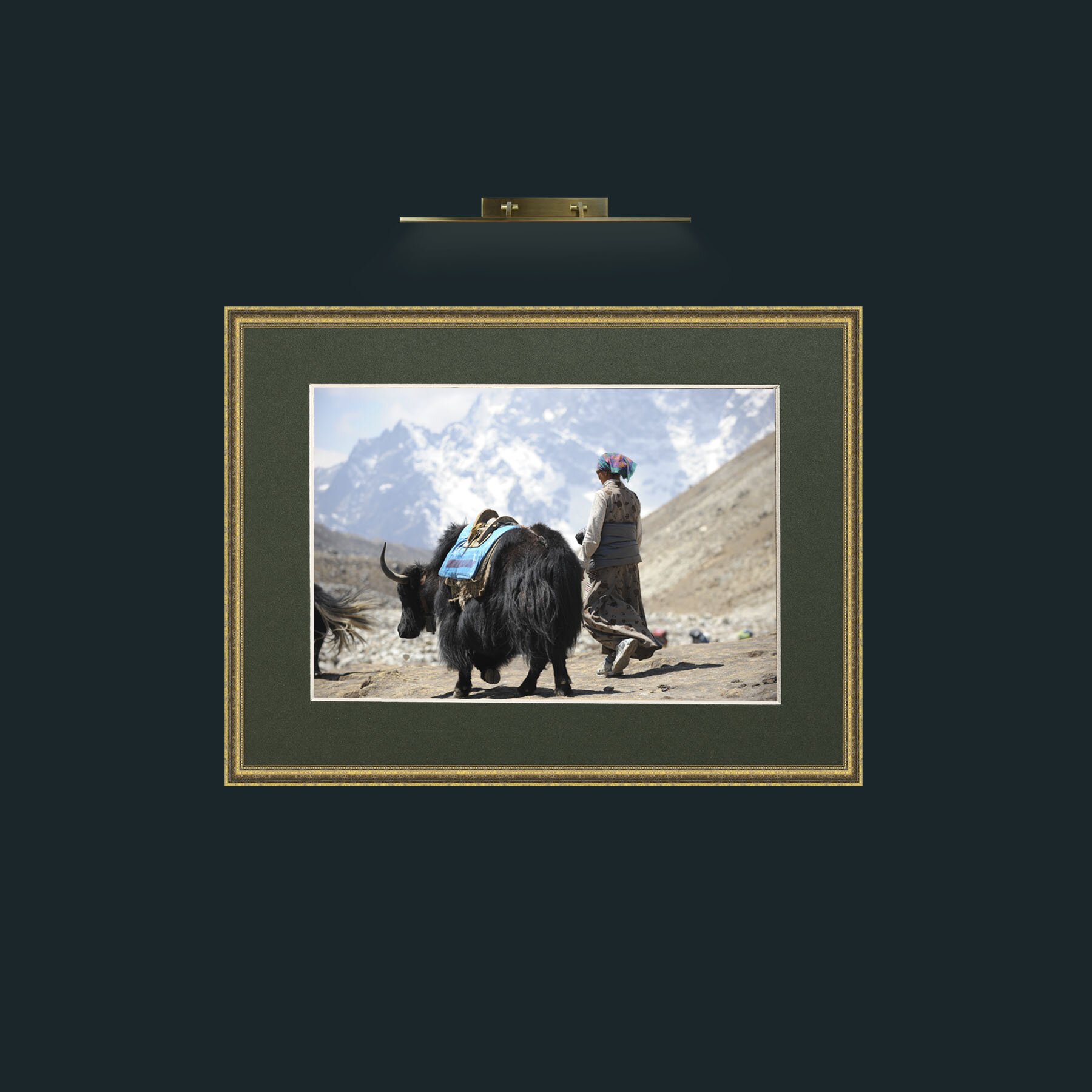 Art-Lady and the Yak-Frame-1TexturedGilt-Mount-2Green.jpg