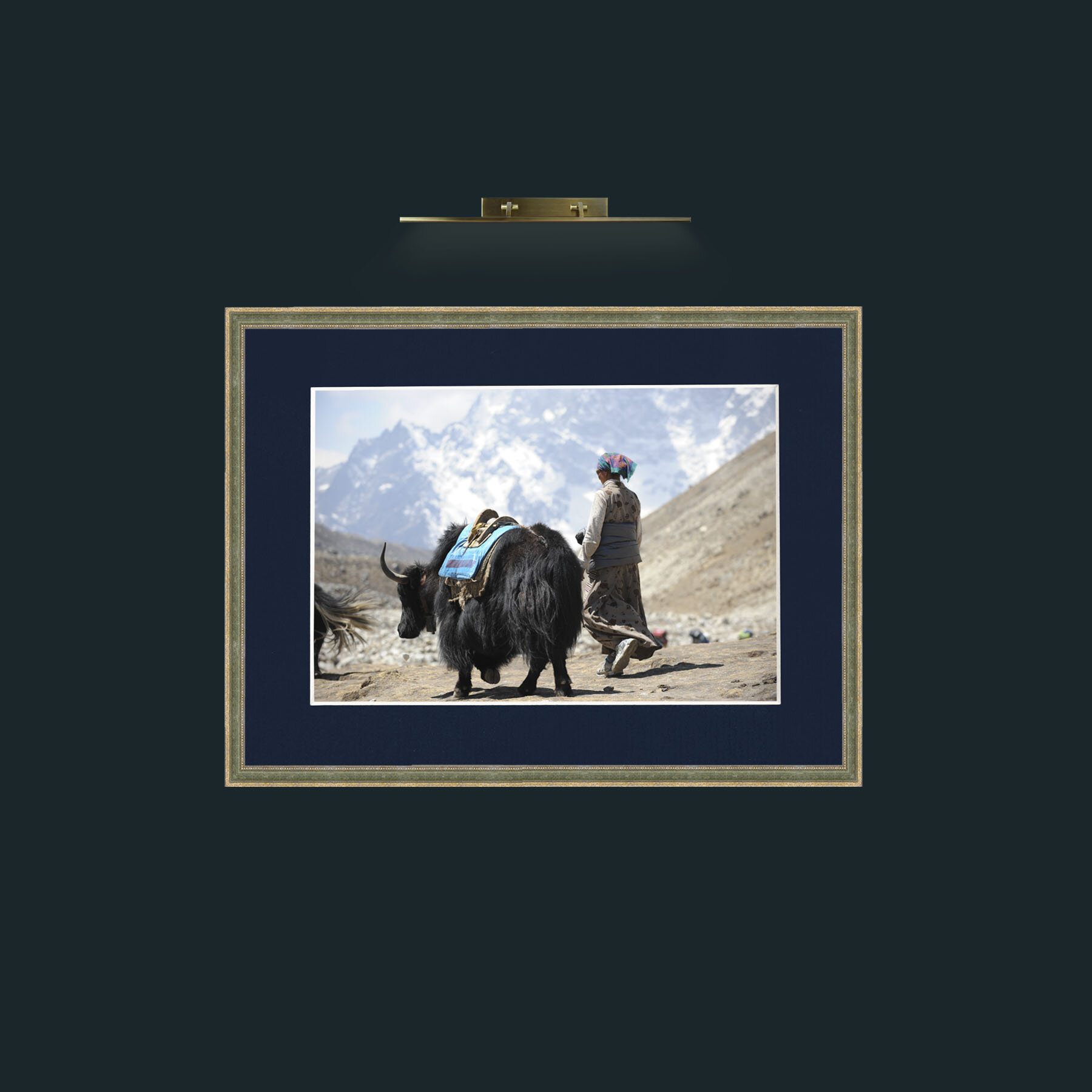 Art-Lady and the Yak-Frame-2GreenGiltTextured-Mount-3Blue.jpg