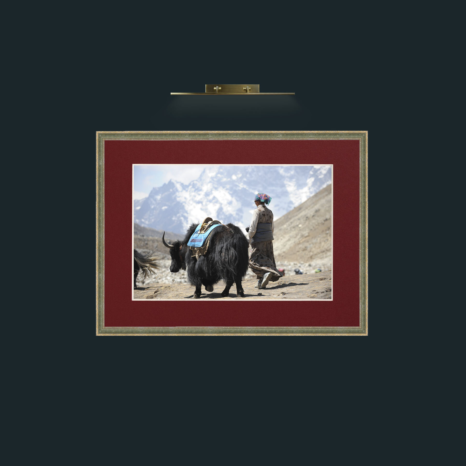 Art-Lady and the Yak-Frame-2GreenGiltTextured-Mount-4Red.jpg