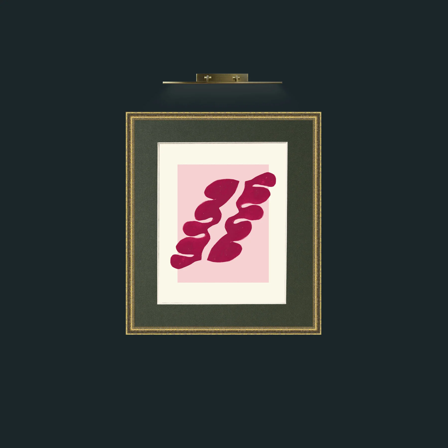 Art-Matisse Inspored Red on Pink-Frame-1GiltTextured-Mount-2Green.jpg