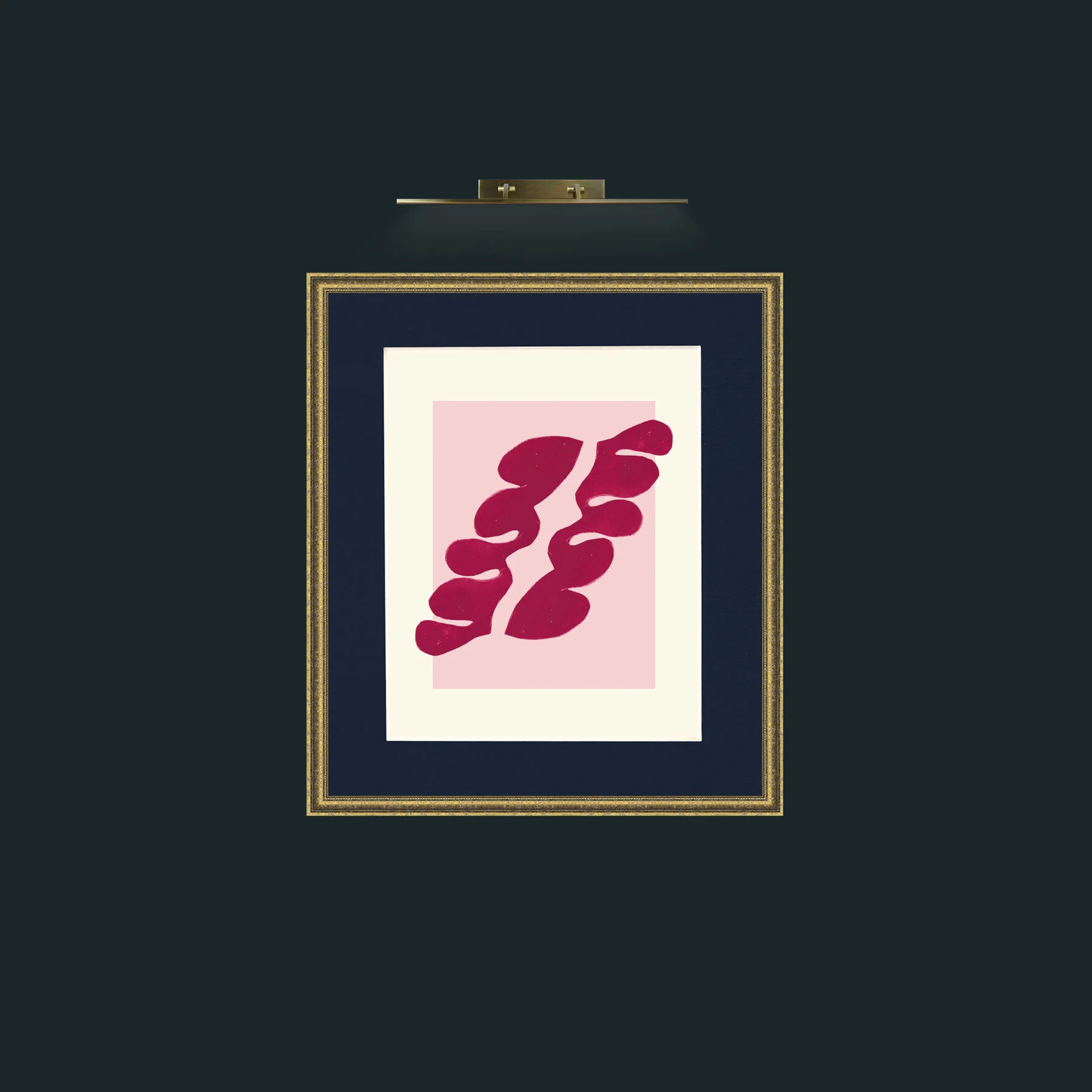 Art-Matisse Inspored Red on Pink-Frame-1GiltTextured-Mount-3Blue.jpg