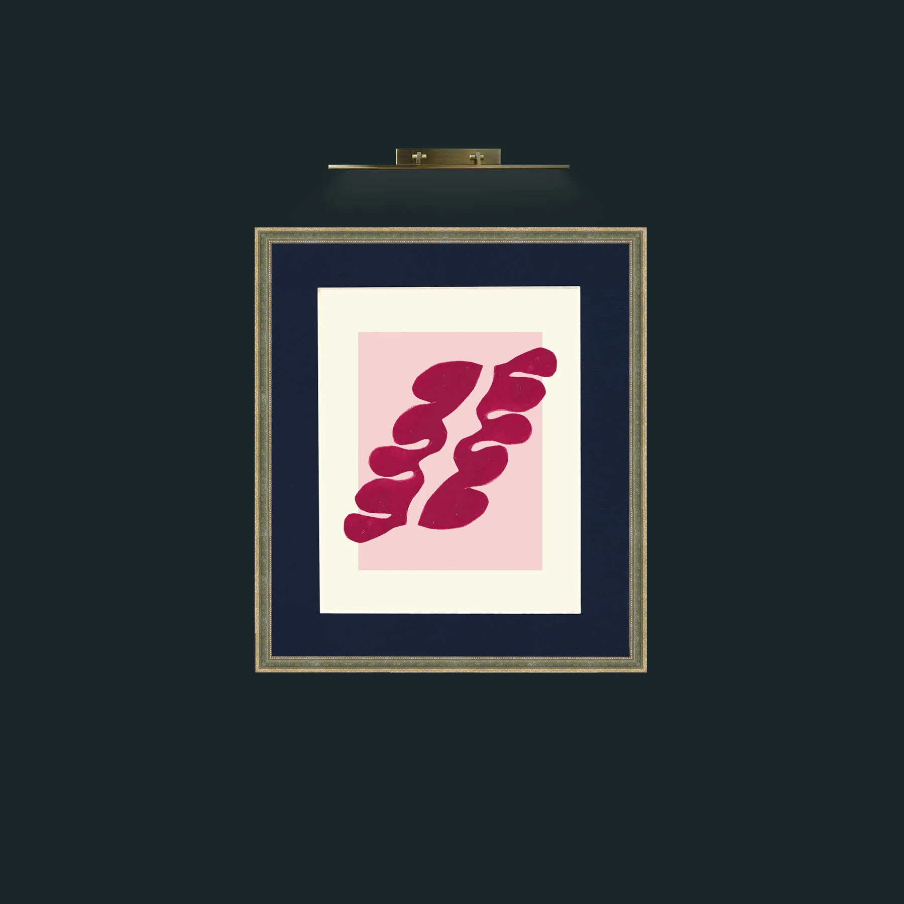 Art-Matisse Inspored Red on Pink-Frame-2GreenGiltTextured-Mount-3Blue.jpg