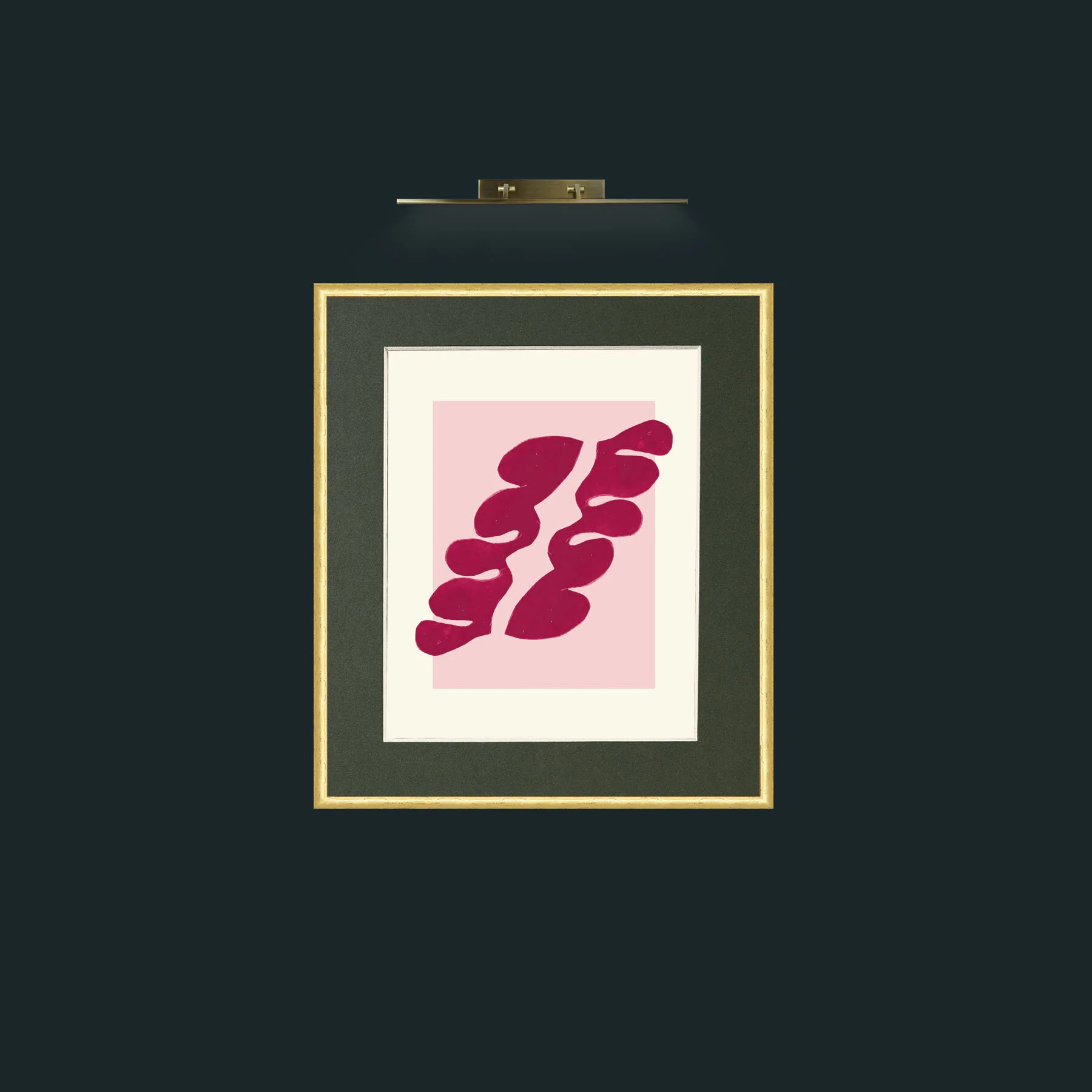 Art-Matisse Inspored Red on Pink-Frame-3RoundedGilt-Mount-2Green.jpg