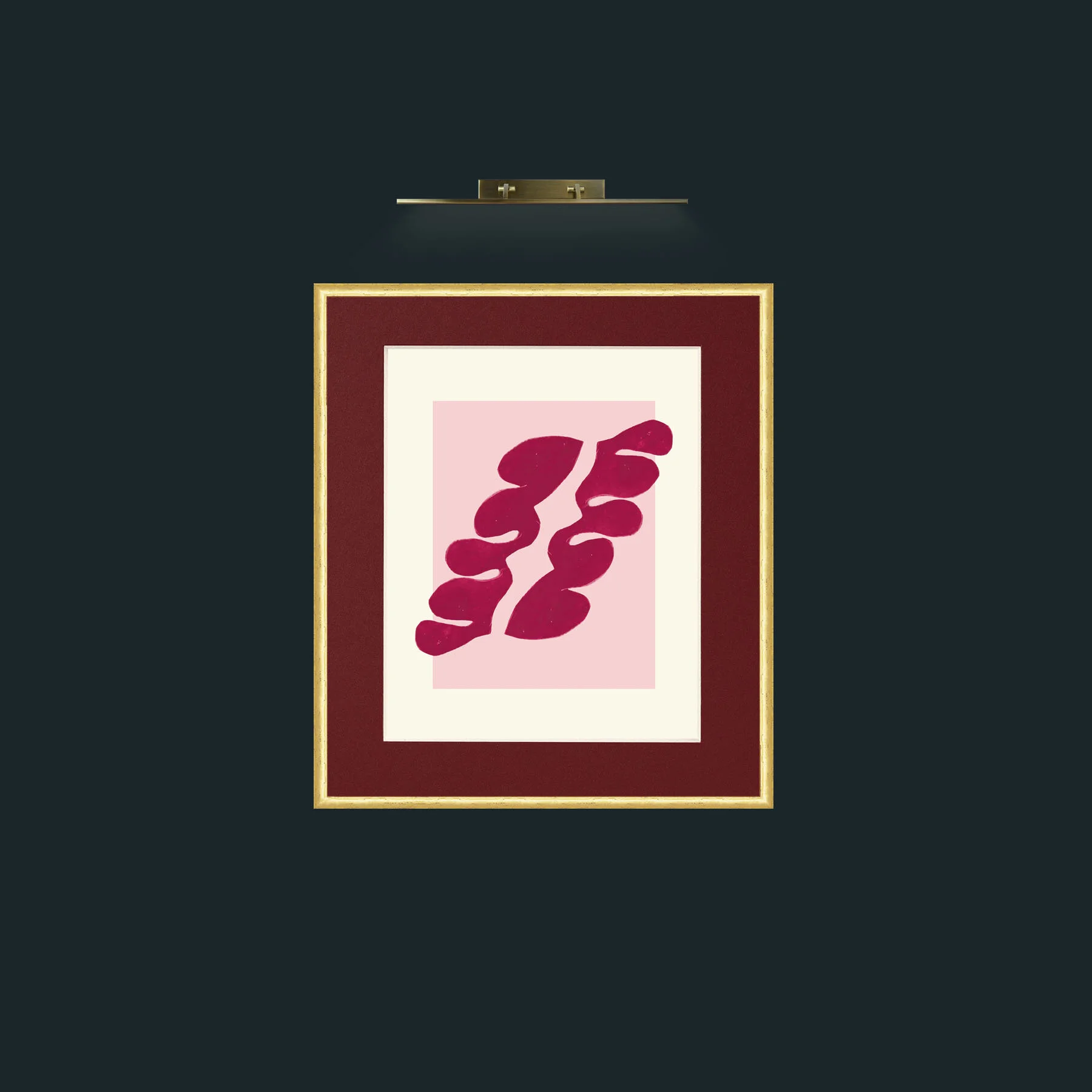 Art-Matisse Inspored Red on Pink-Frame-3RoundedGilt-Mount-4Red.jpg