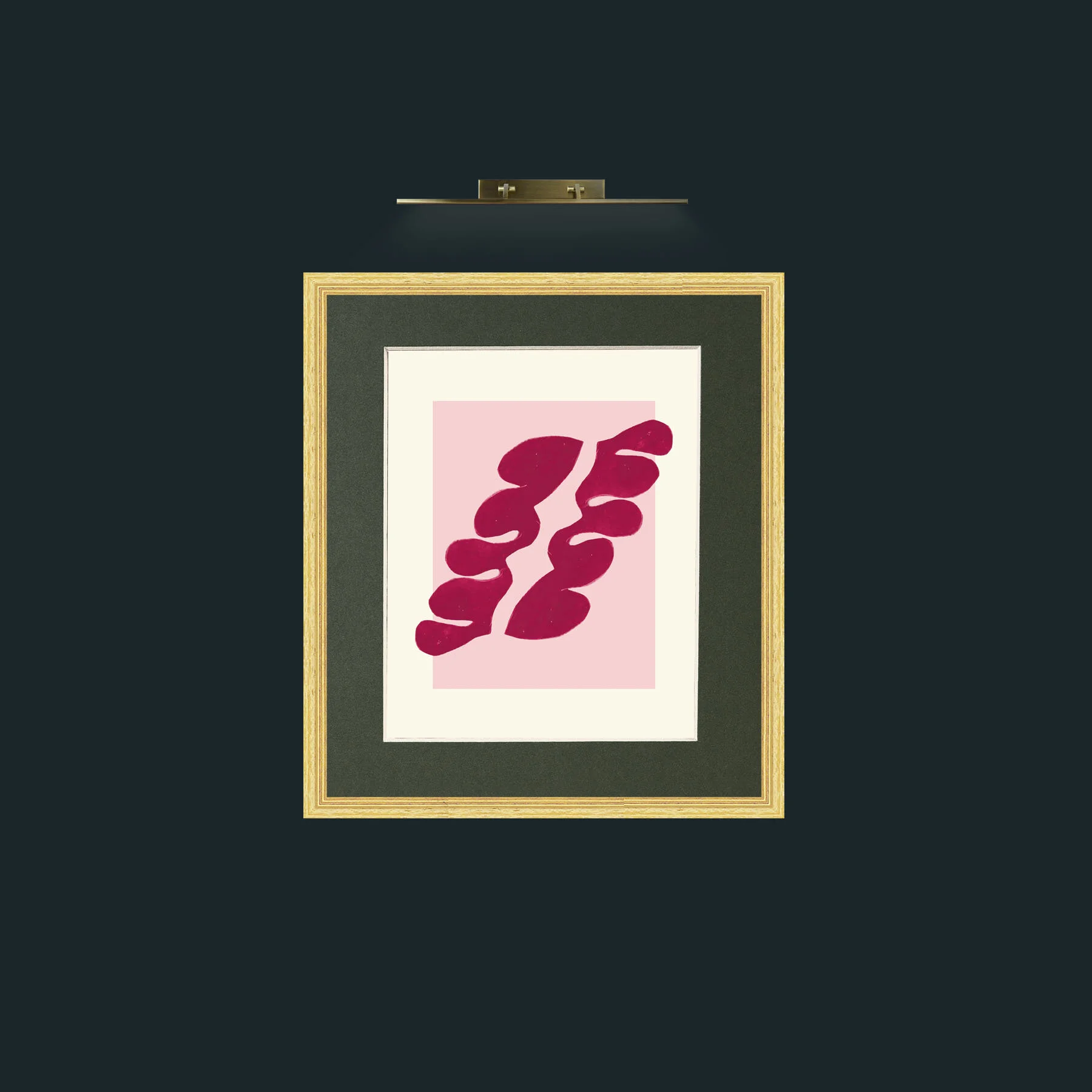 Art-Matisse Inspored Red on Pink-Frame-4BevelledGilt-Mount-2Green.jpg