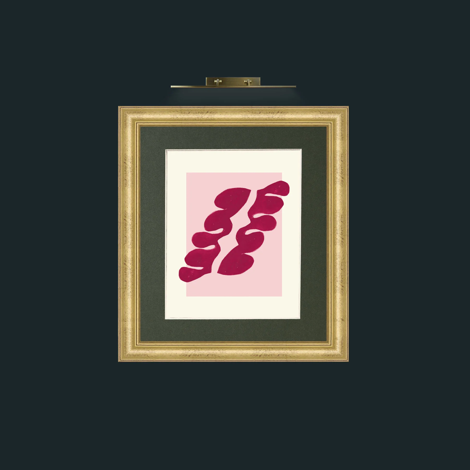 Art-Matisse Inspored Red on Pink-Frame-9WideGilt-Mount-2Green.jpg