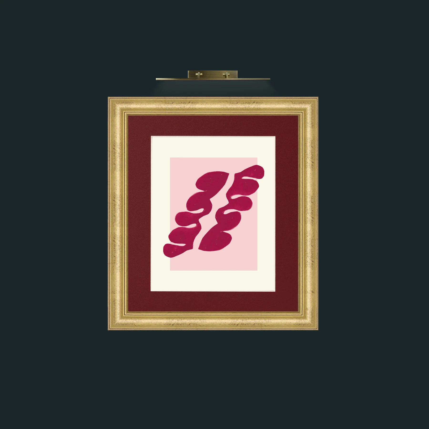 Art-Matisse Inspored Red on Pink-Frame-9WideGilt-Mount-4Red.jpg